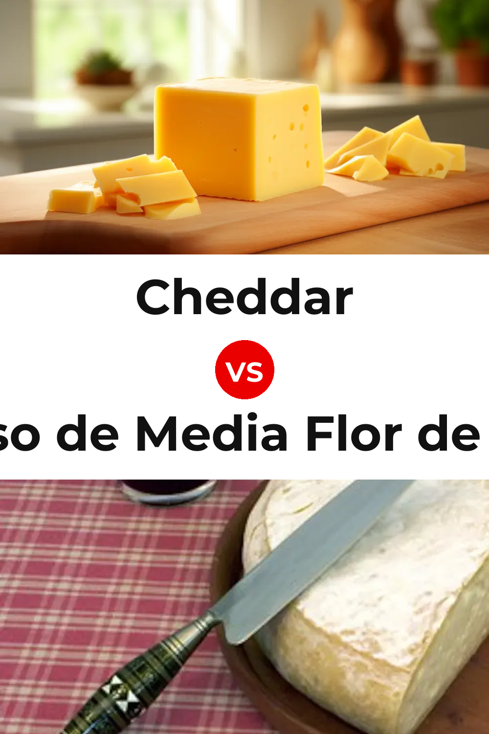 Cheddar Cheese vs Queso de Media Flor de Guía Pinterest comparison