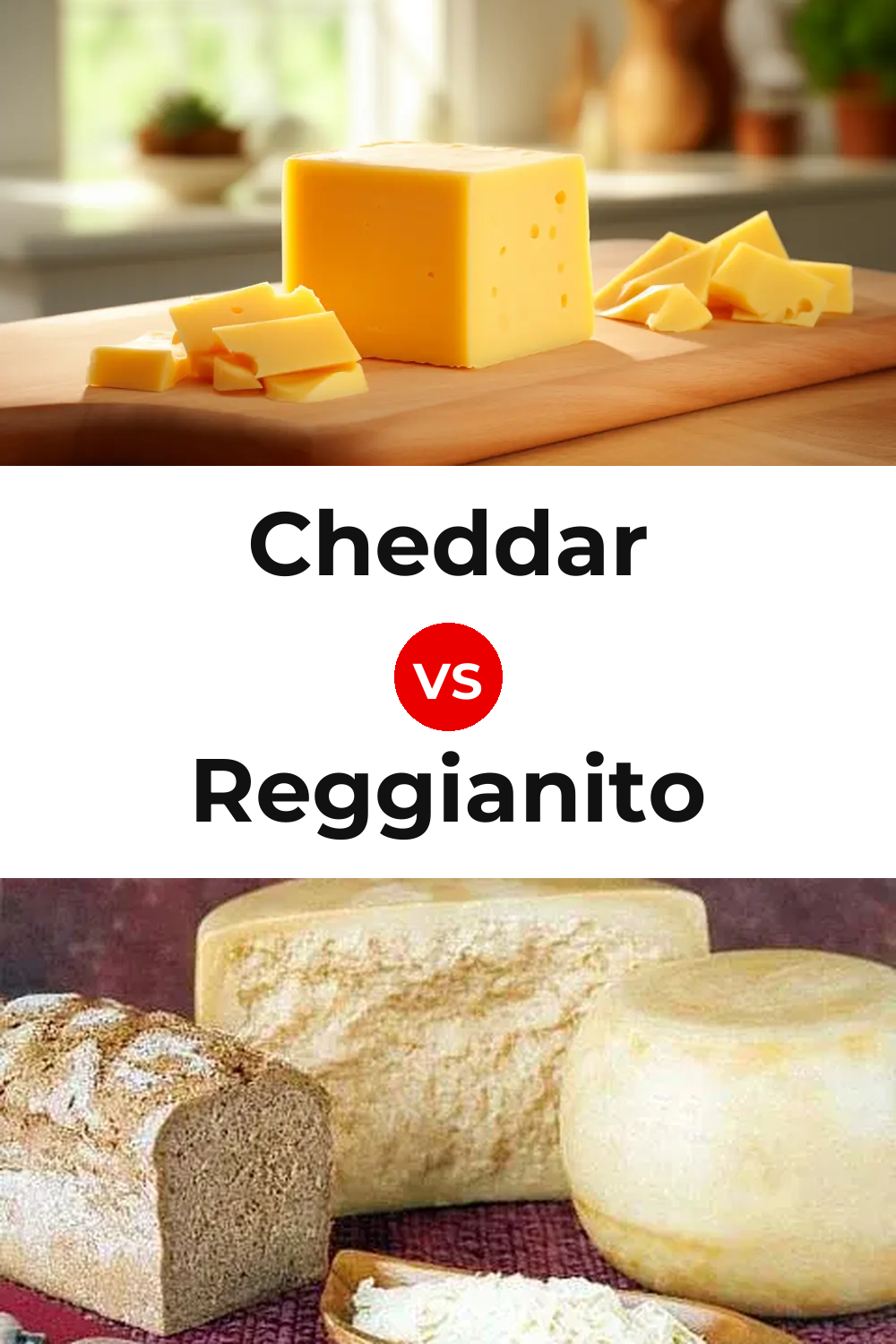 Cheddar Cheese vs Reggianito Cheese Pinterest comparison