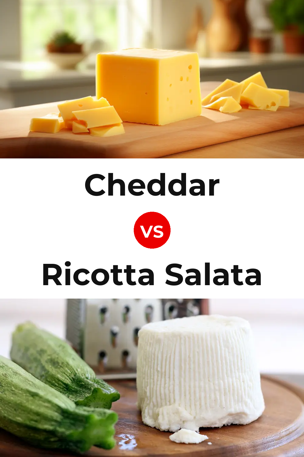 Cheddar Cheese vs Ricotta Salata Cheese Pinterest comparison