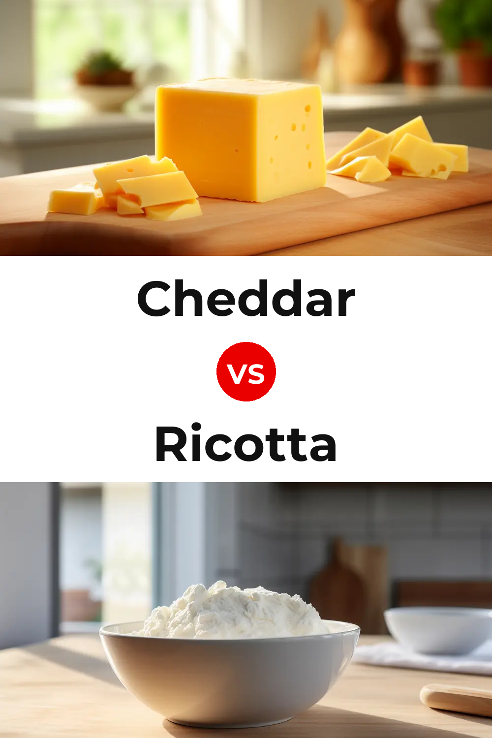 Cheddar Cheese vs Ricotta Cheese Pinterest comparison
