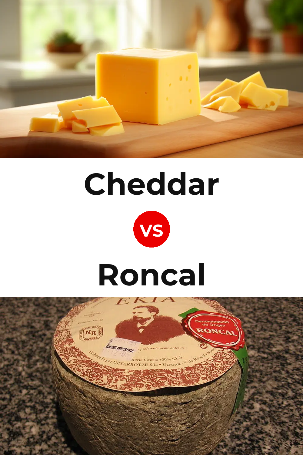 Cheddar Cheese vs Roncal Cheese Pinterest comparison