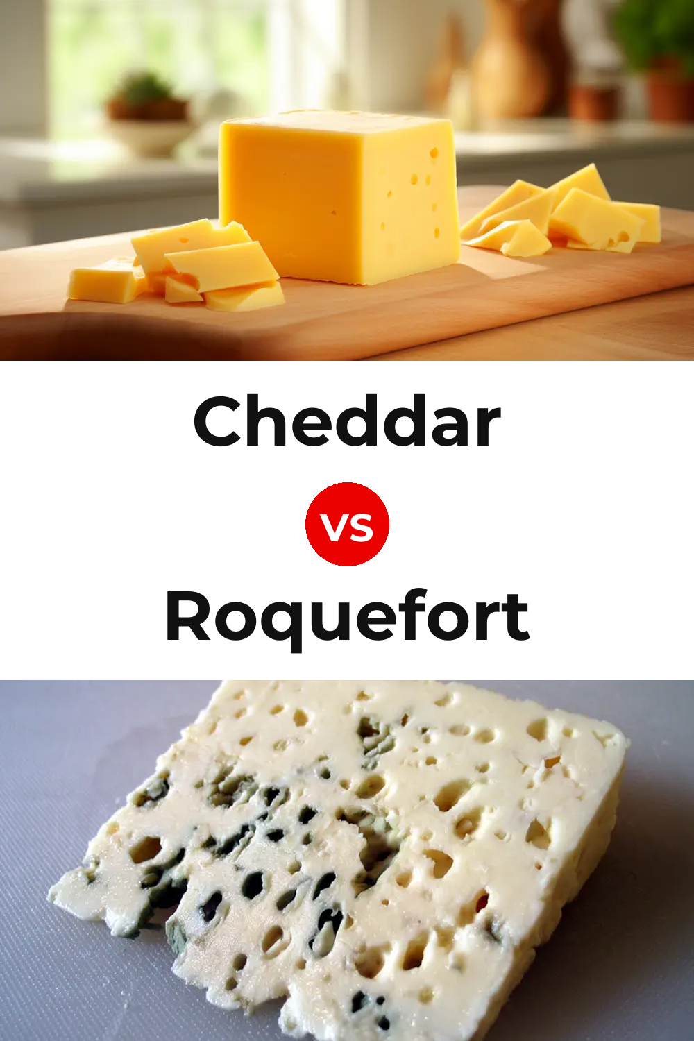 Cheddar Cheese vs Roquefort Cheese Pinterest comparison
