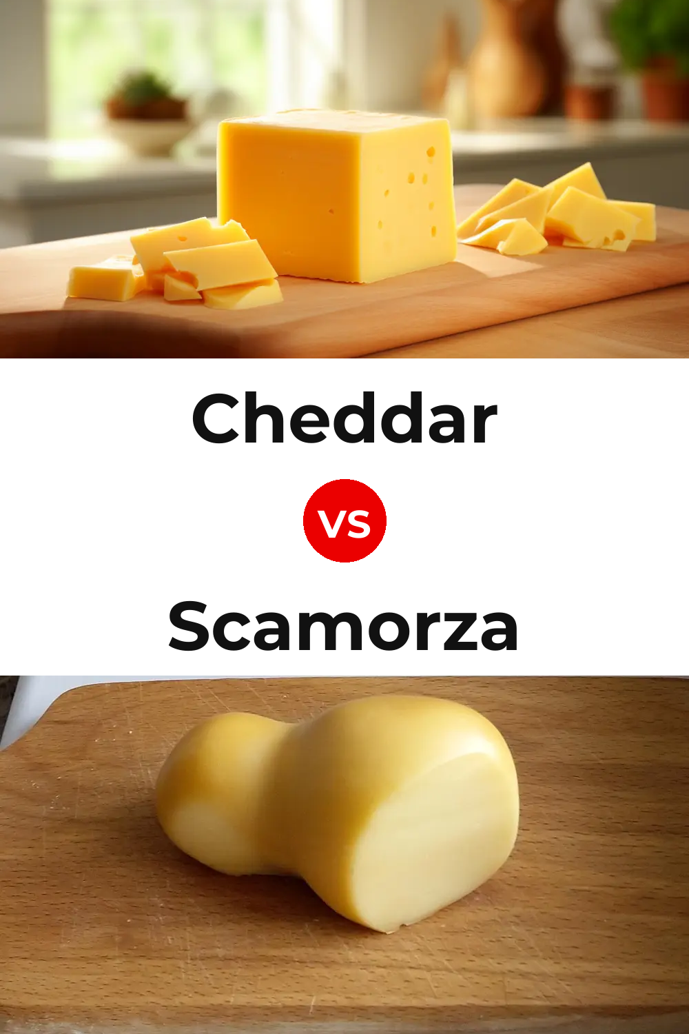 Cheddar Cheese vs Scamorza Cheese Pinterest comparison