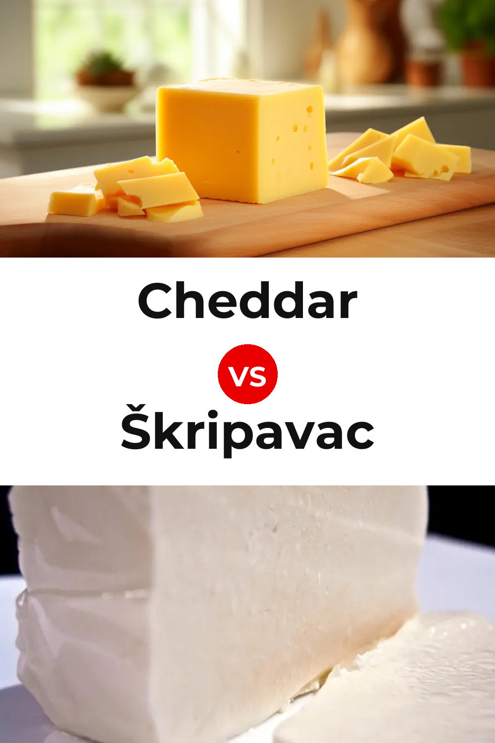 Cheddar Cheese vs Škripavac Cheese Pinterest comparison