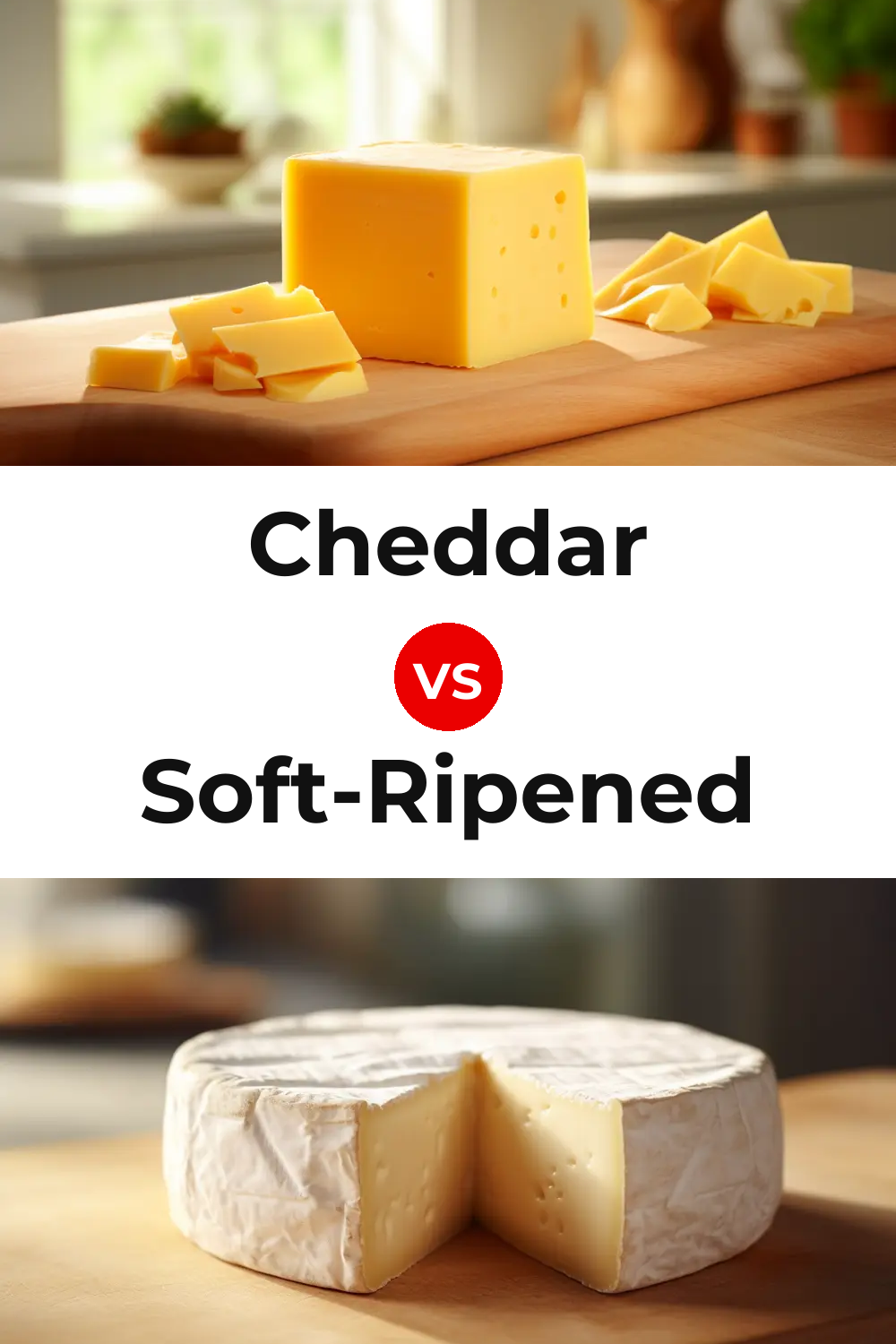 Cheddar Cheese vs Soft-Ripened Cheese Pinterest comparison