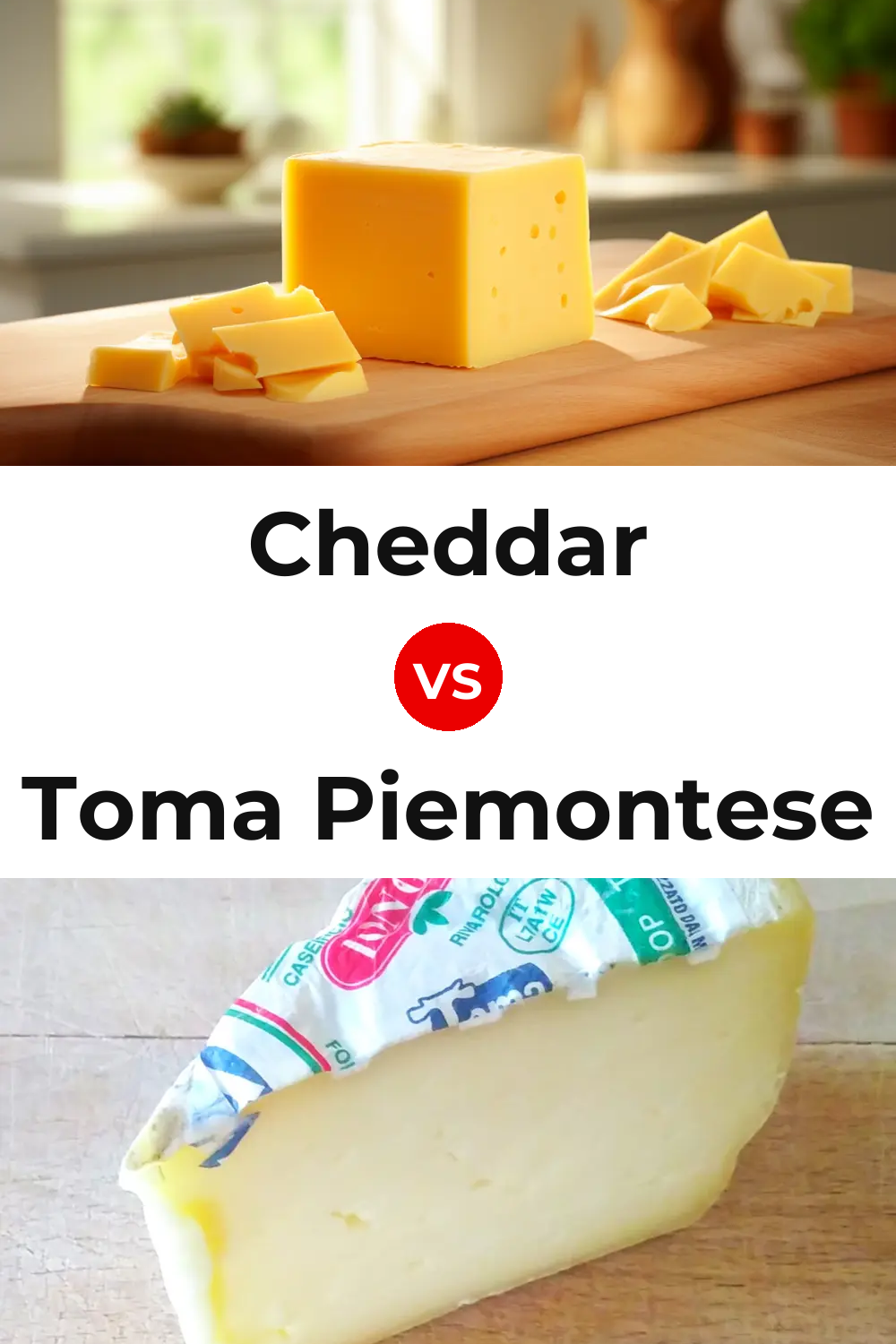 Cheddar Cheese vs Toma Piemontese Cheese Pinterest comparison