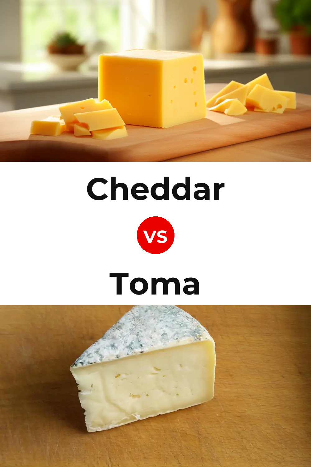 Cheddar Cheese vs Toma Cheese Pinterest comparison