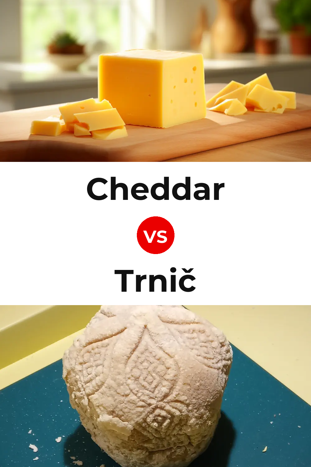 Cheddar Cheese vs Trnič Cheese Pinterest comparison