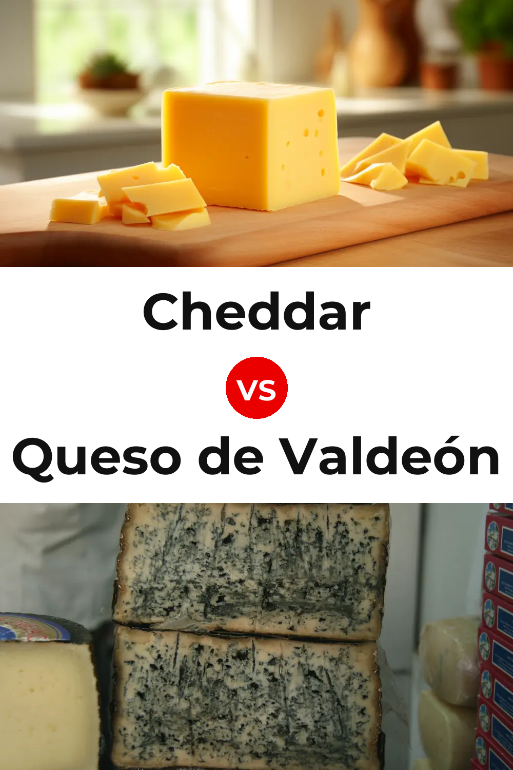 Cheddar Cheese vs Queso de Valdeón Pinterest comparison