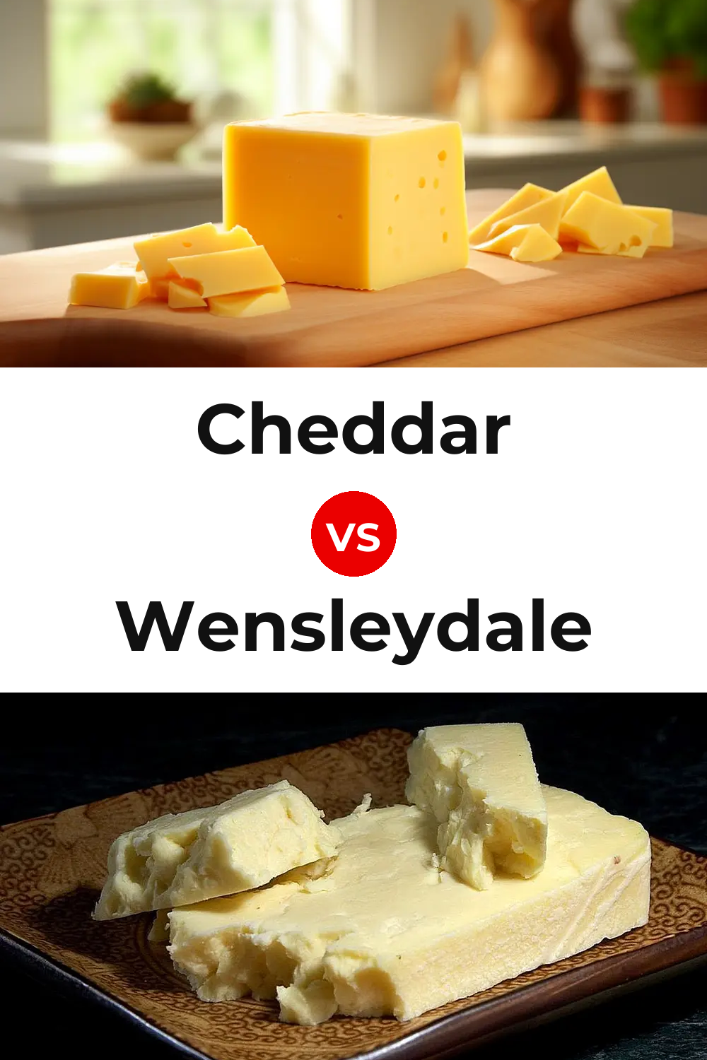 Cheddar Cheese vs Wensleydale Cheese Pinterest comparison