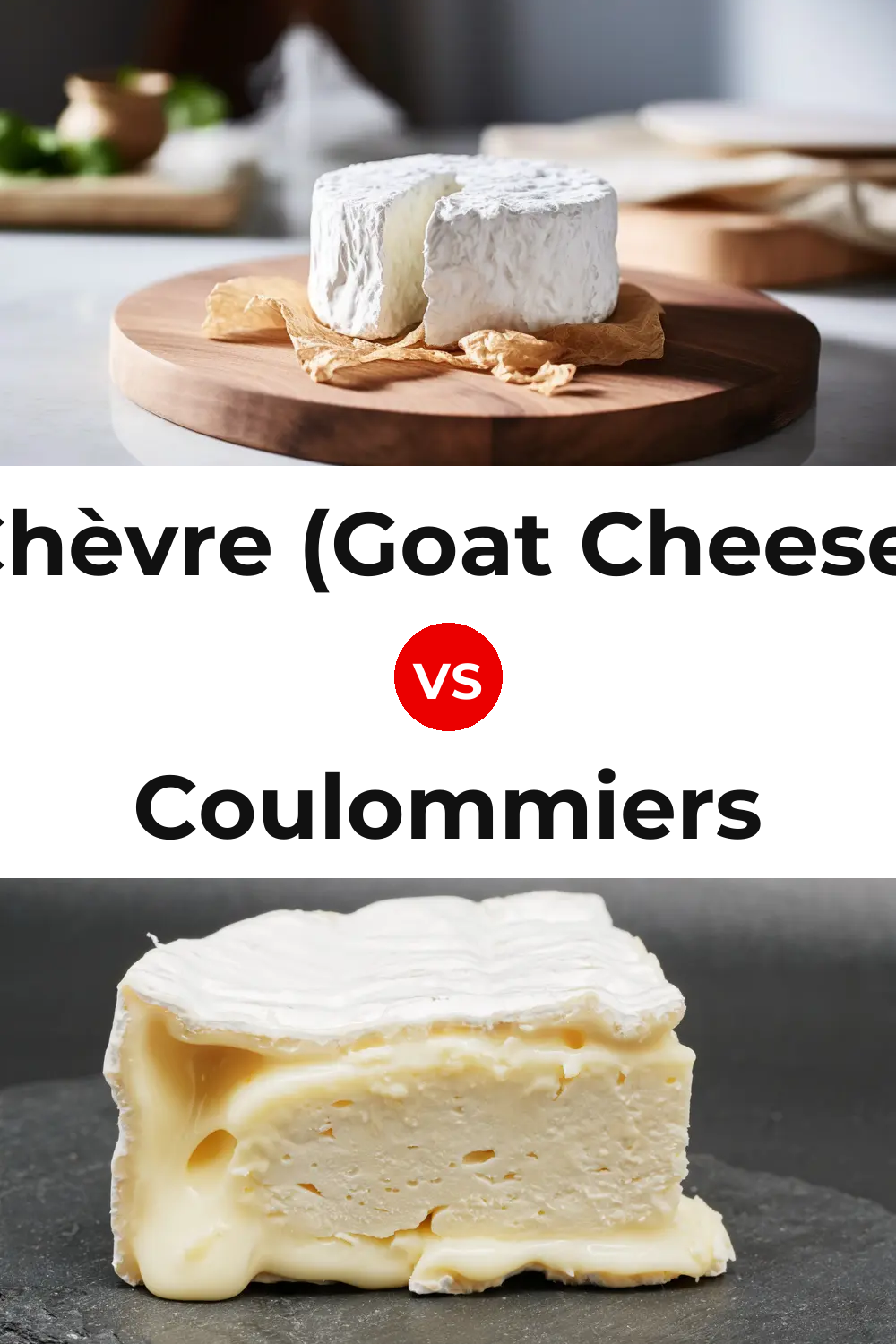 Chèvre (Goat Cheese) vs Coulommiers Cheese Pinterest comparison