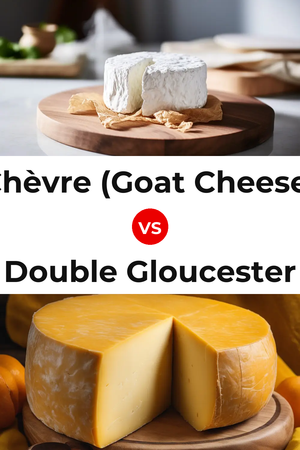 Chèvre (Goat Cheese) vs Double Gloucester Cheese Pinterest comparison