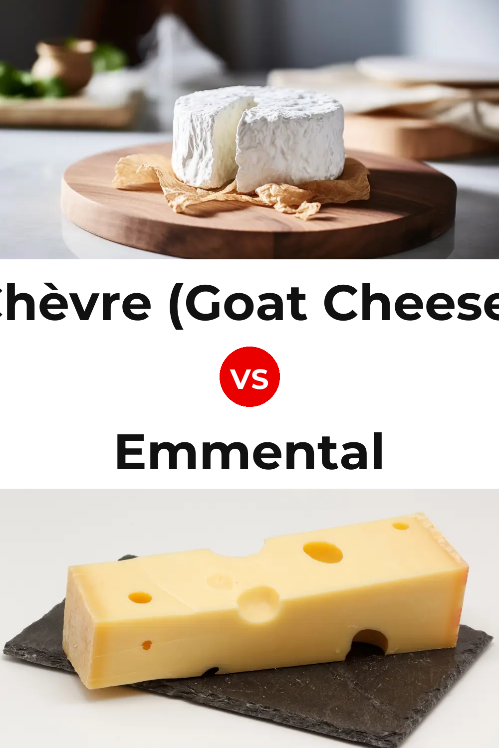 Chèvre (Goat Cheese) vs Emmental Cheese Pinterest comparison