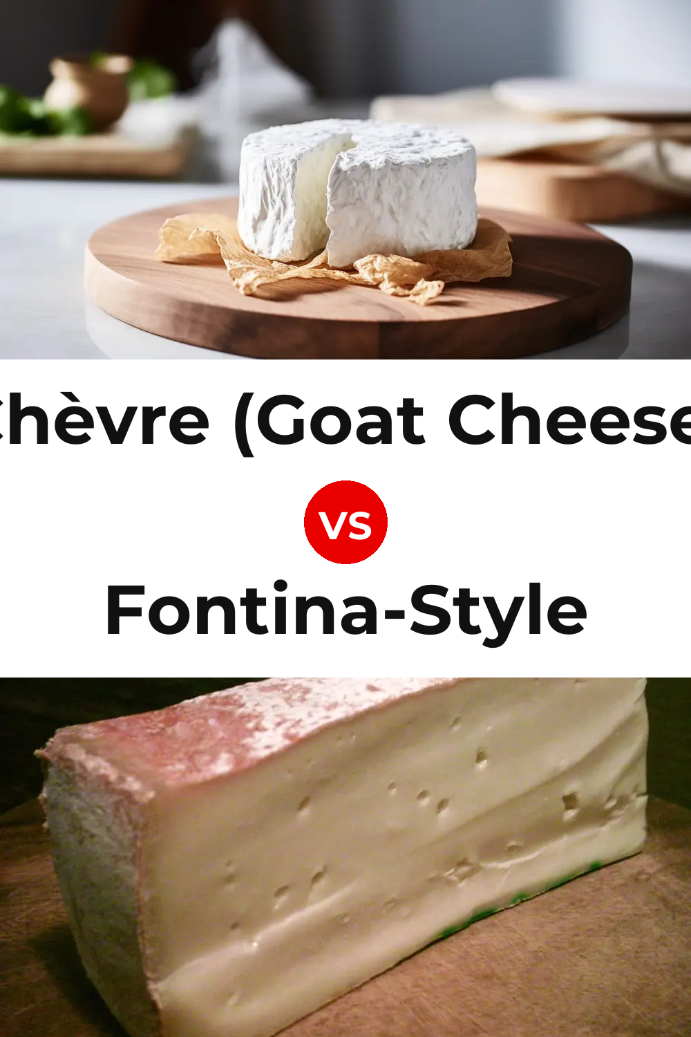 Chèvre (Goat Cheese) vs Fontina-Style Cheese Pinterest comparison