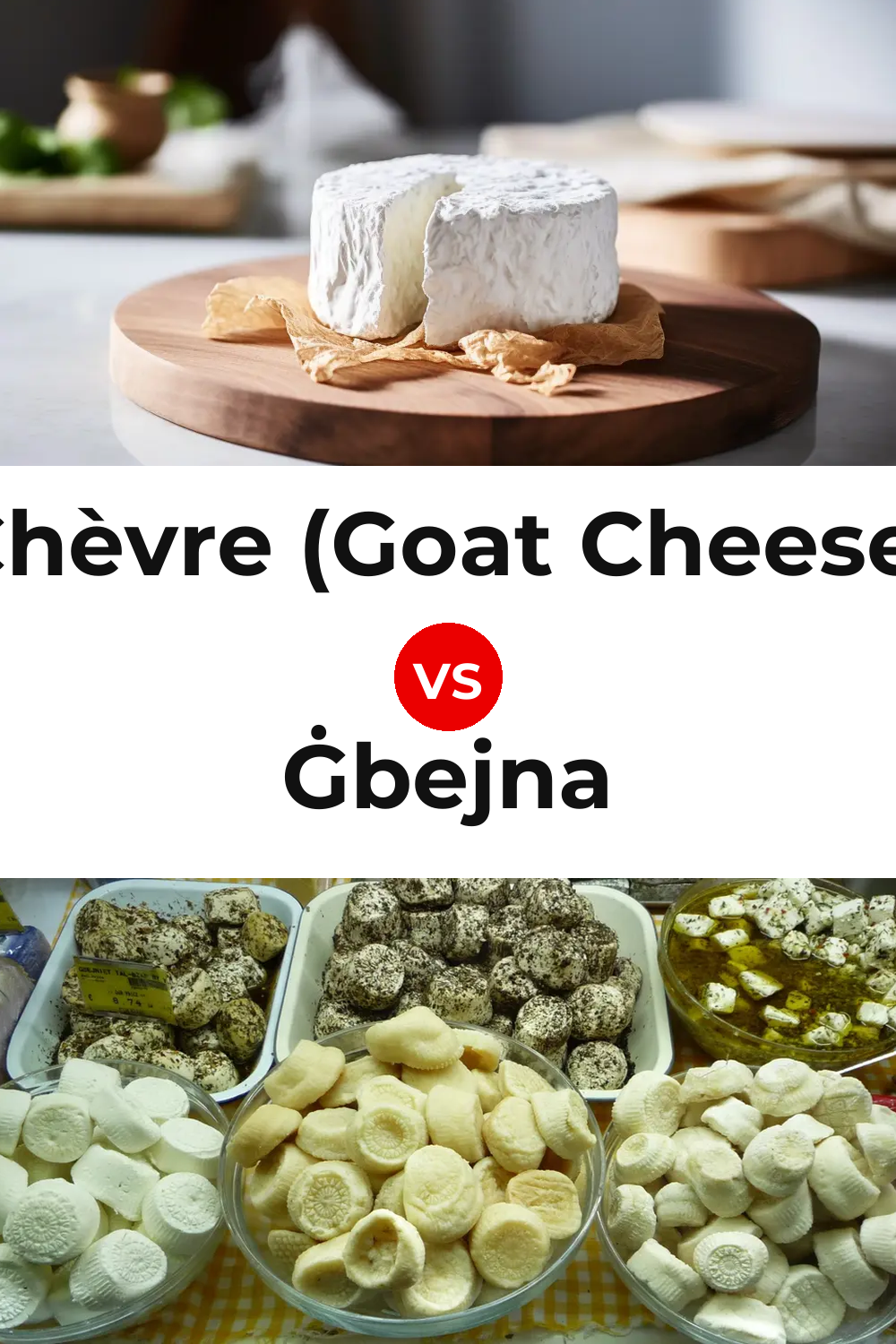 Chèvre (Goat Cheese) vs Ġbejna Cheese Pinterest comparison