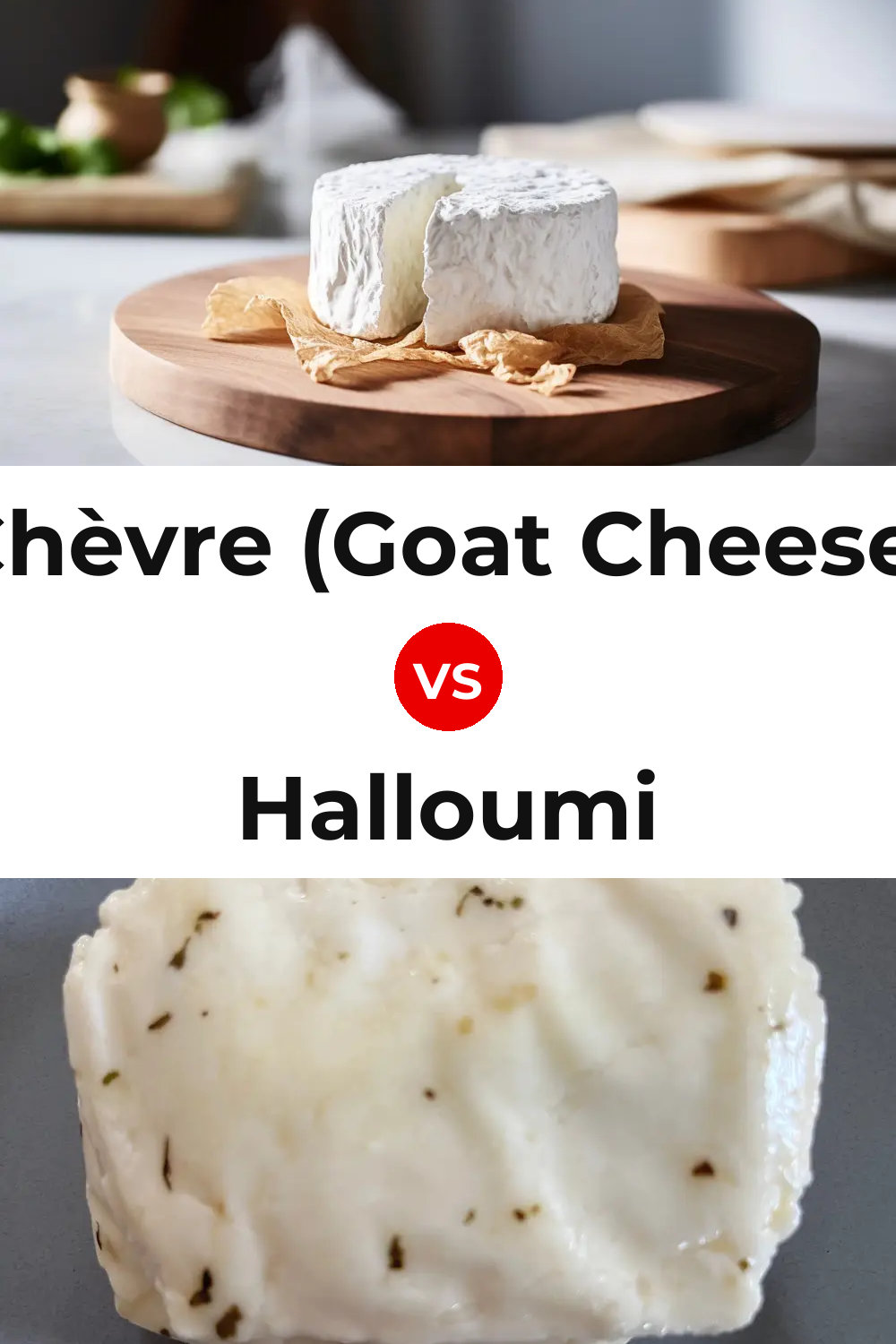 Chèvre (Goat Cheese) vs Halloumi Cheese Pinterest comparison
