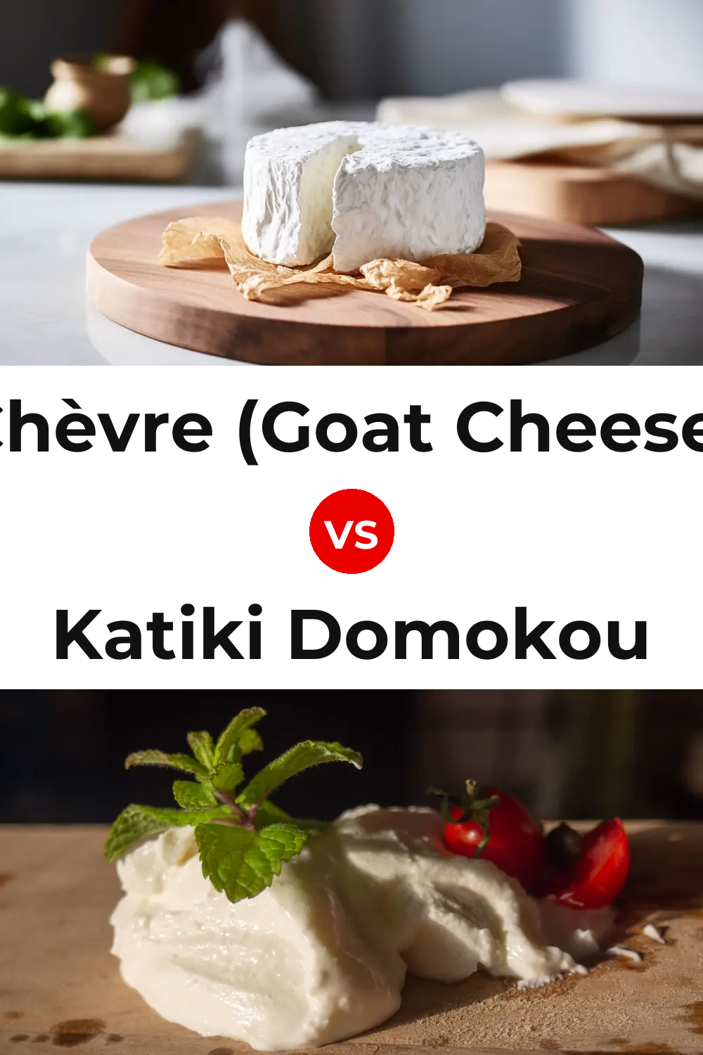 Chèvre (Goat Cheese) vs Katiki Domokou Cheese Pinterest comparison
