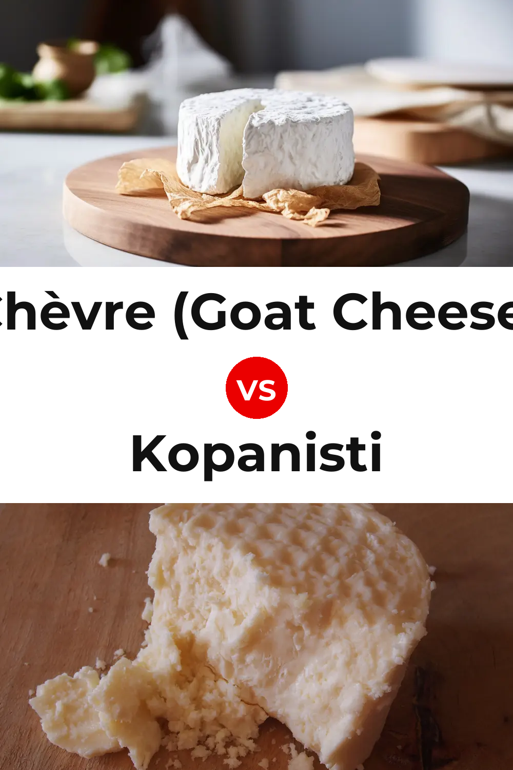 Chèvre (Goat Cheese) vs Kopanisti Cheese Pinterest comparison