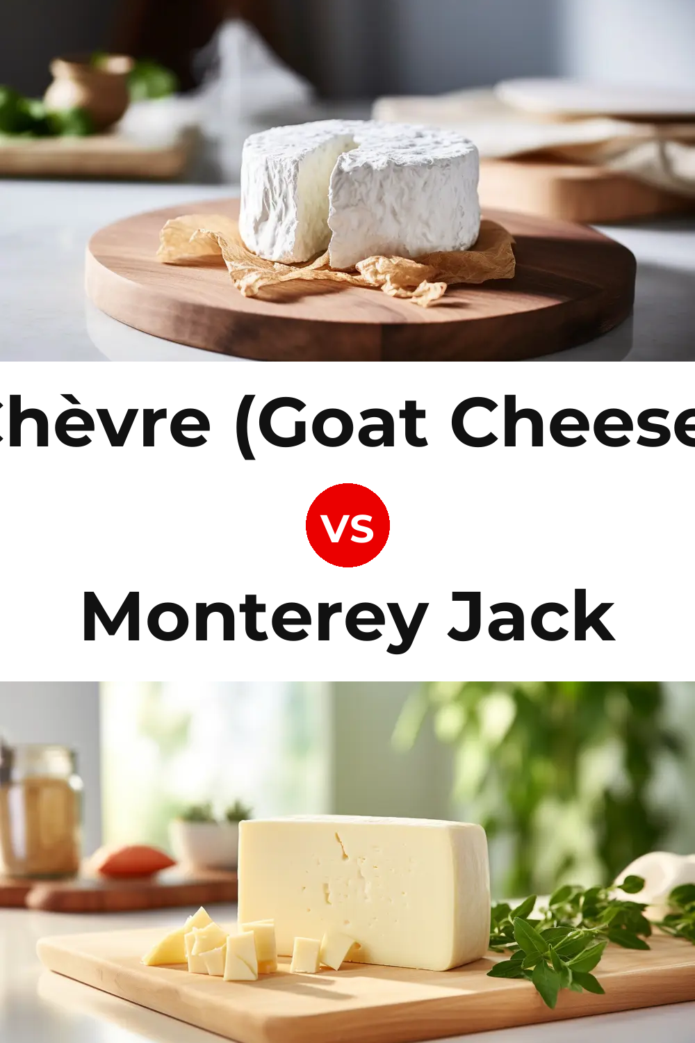 Chèvre (Goat Cheese) vs Monterey Jack Cheese Pinterest comparison