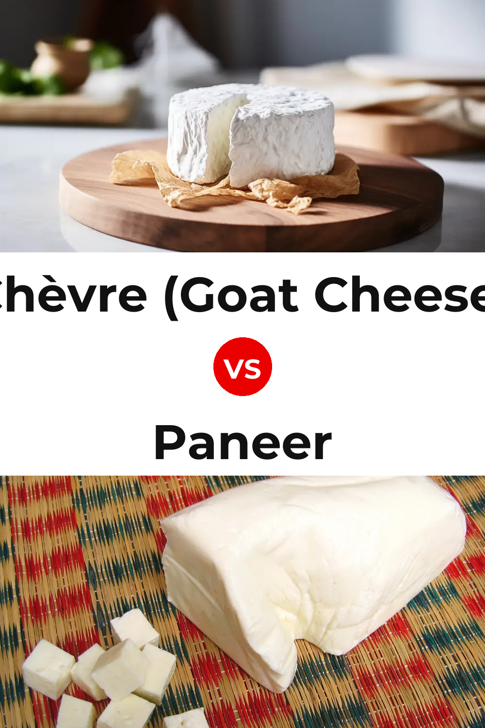 Chèvre (Goat Cheese) vs Paneer Cheese Pinterest comparison