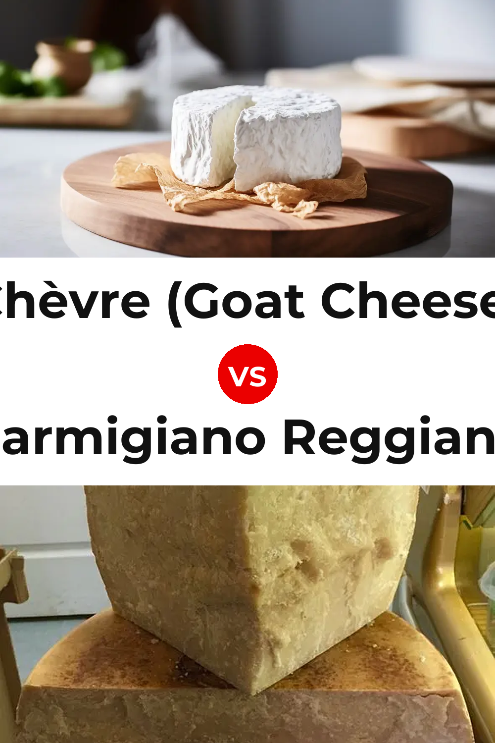 Chèvre (Goat Cheese) vs Parmigiano Reggiano Cheese Pinterest comparison