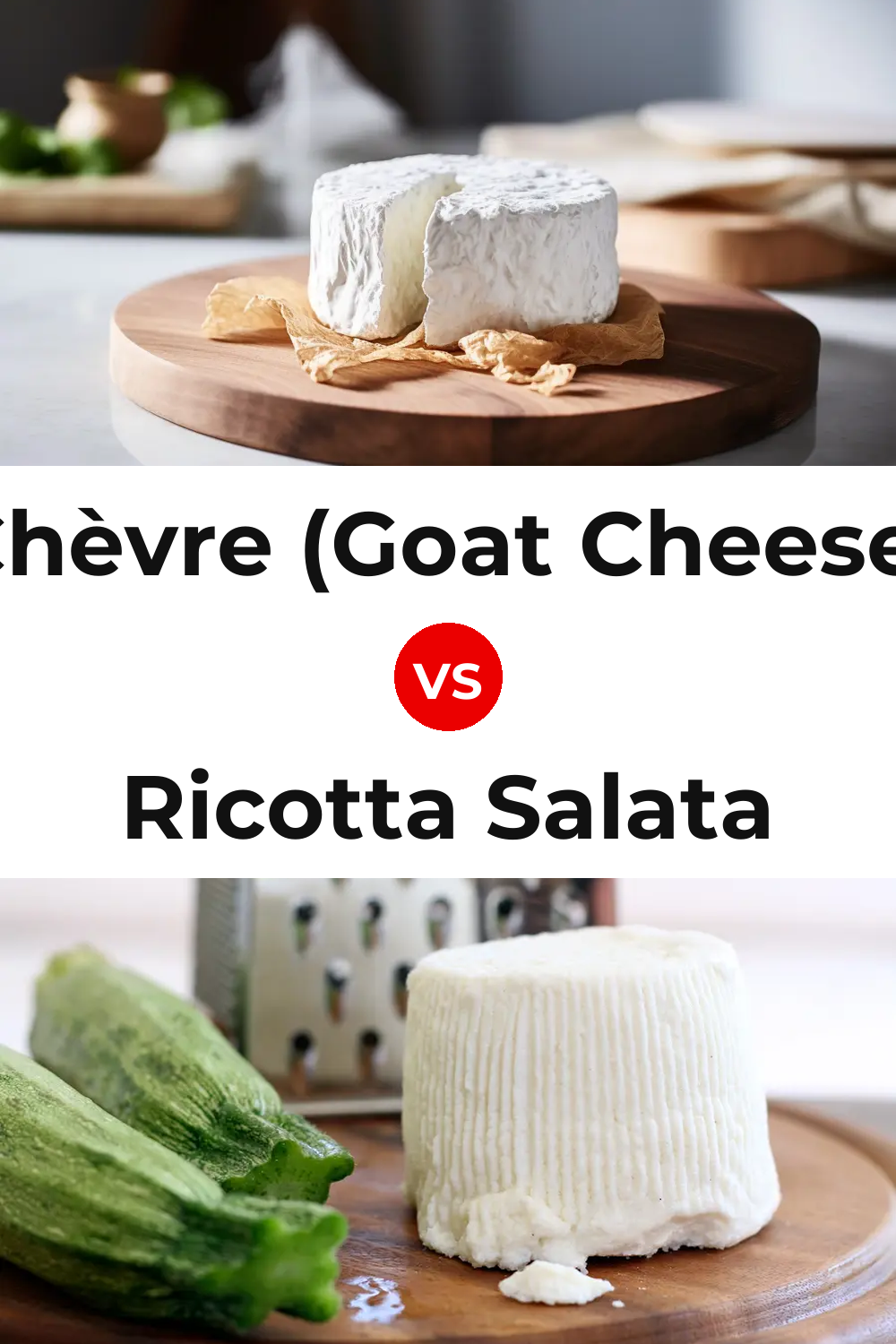 Chèvre (Goat Cheese) vs Ricotta Salata Cheese Pinterest comparison