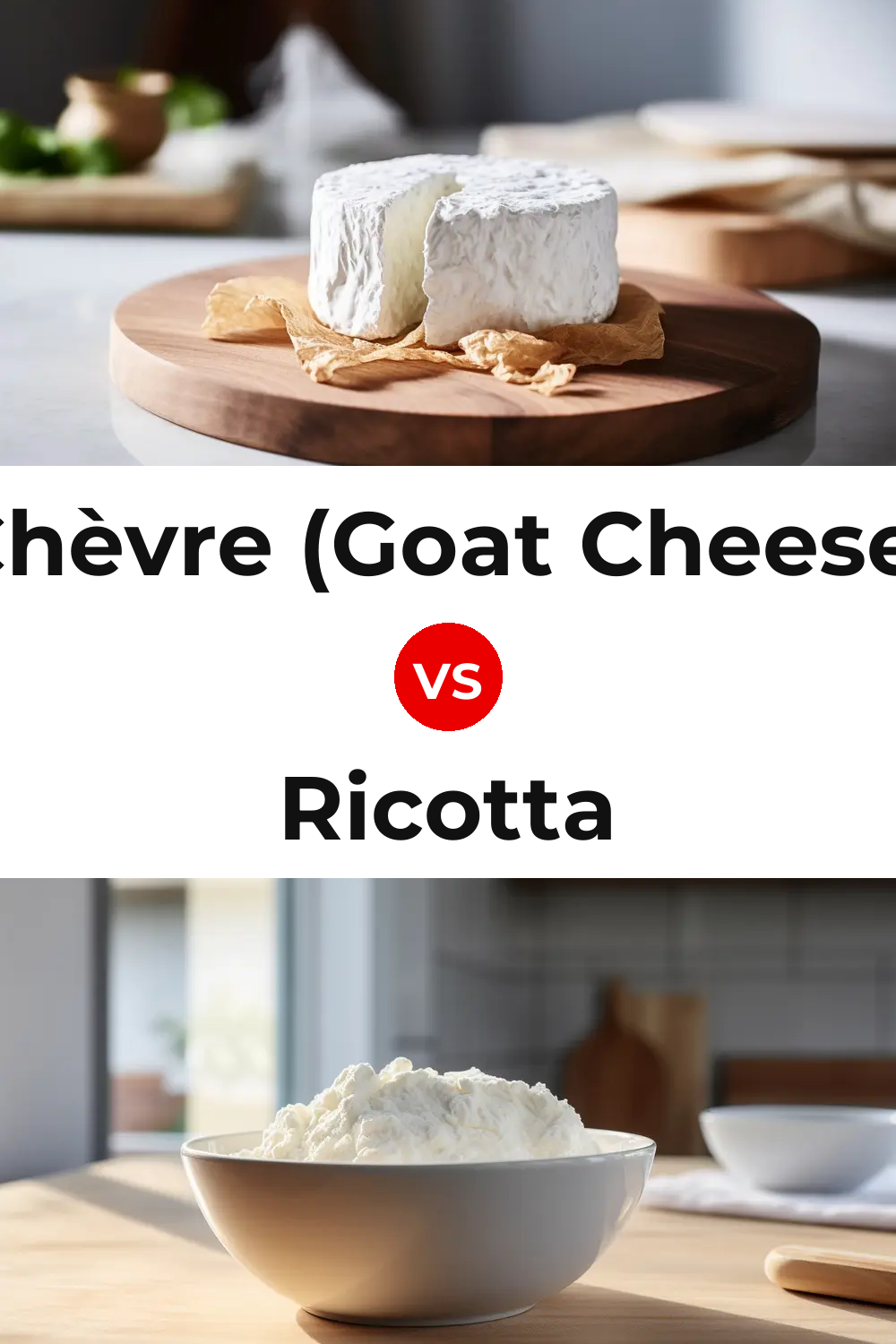 Chèvre (Goat Cheese) vs Ricotta Cheese Pinterest comparison