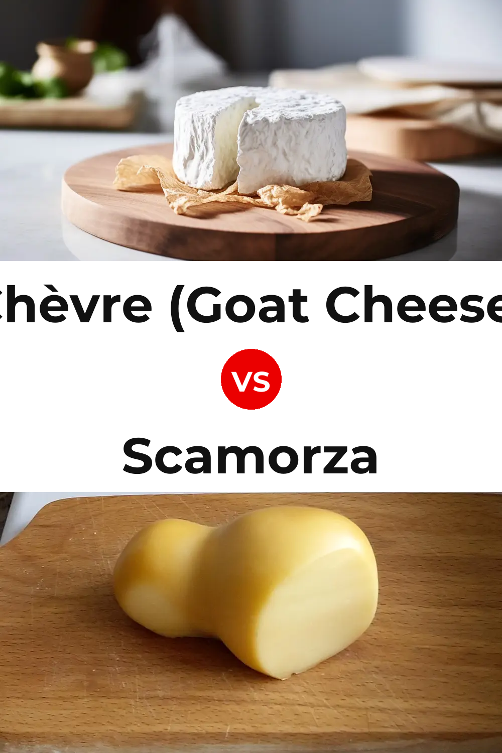 Chèvre (Goat Cheese) vs Scamorza Cheese Pinterest comparison