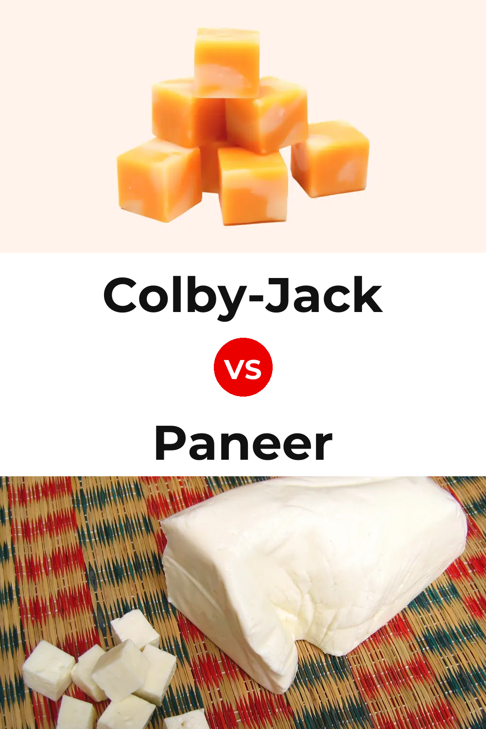 Colby-Jack Cheese vs Paneer Cheese Pinterest comparison