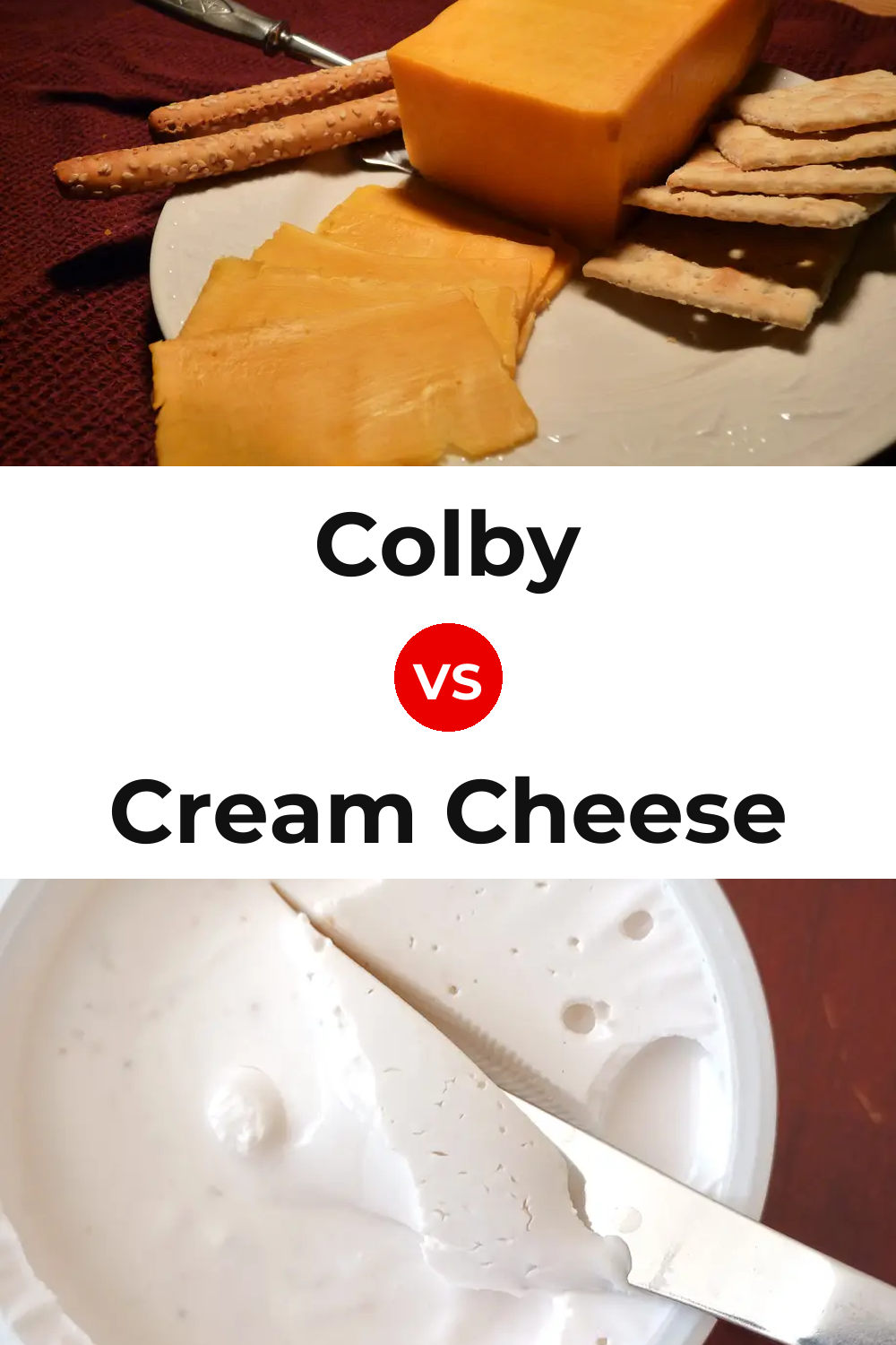 Colby Cheese vs Cream Cheese Pinterest comparison