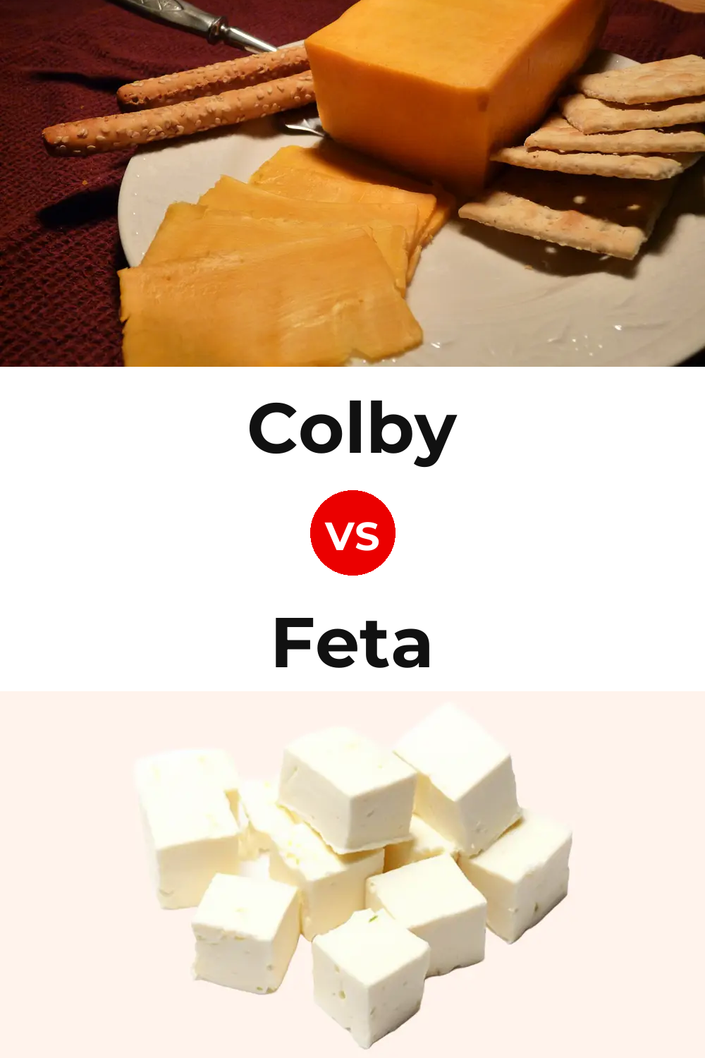 Colby Cheese vs Feta Cheese Pinterest comparison