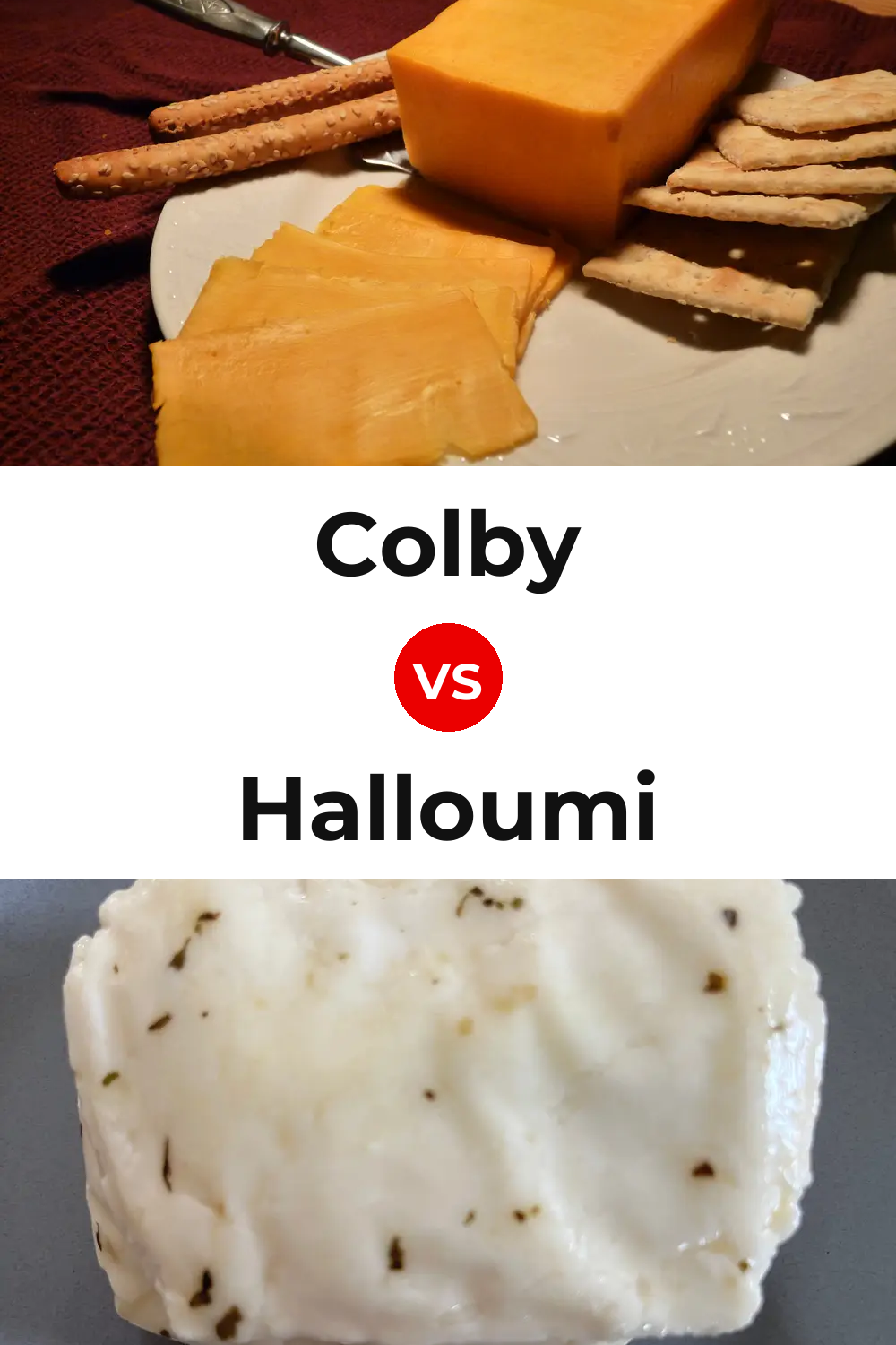 Colby Cheese vs Halloumi Cheese Pinterest comparison