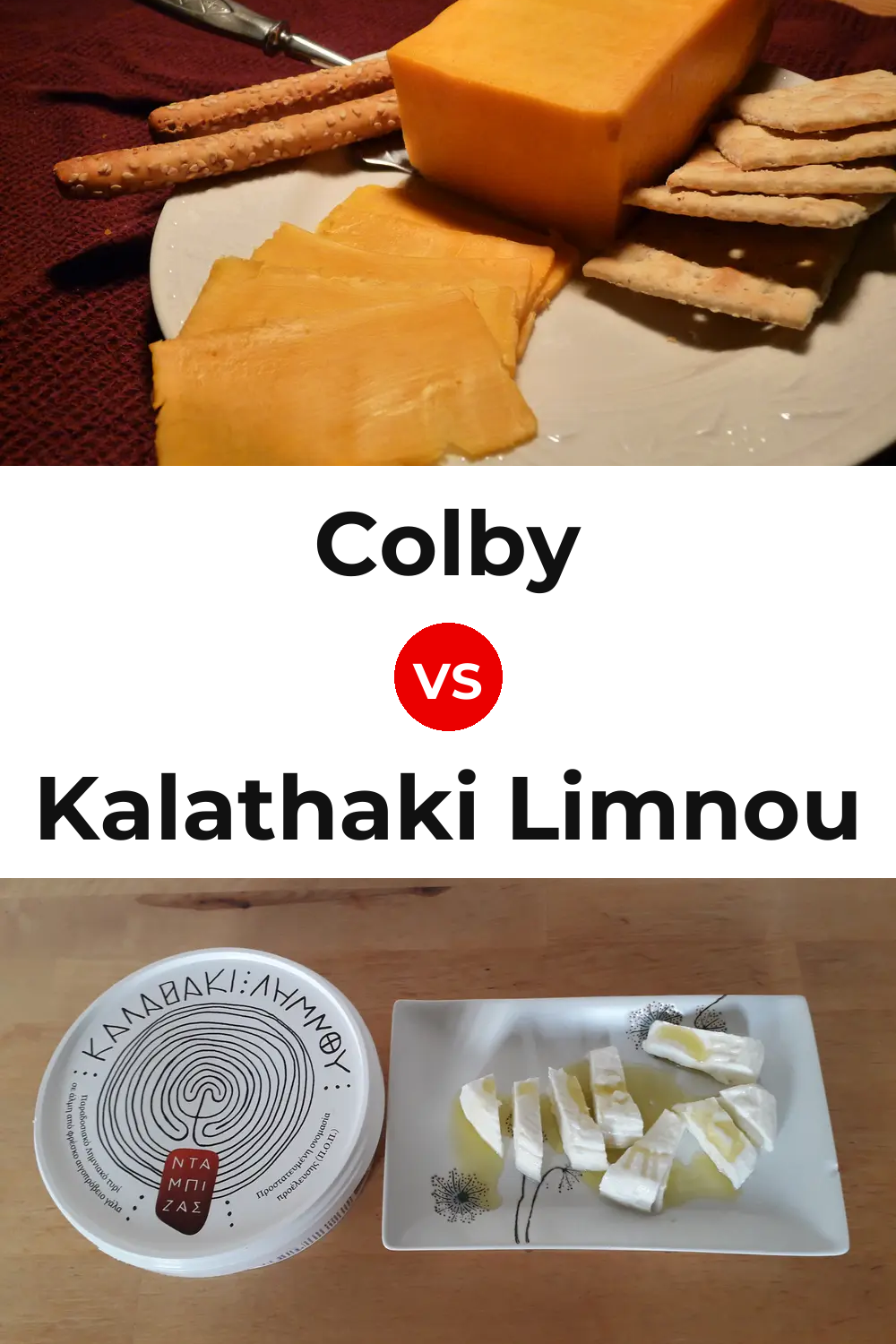 Colby Cheese vs Kalathaki Limnou Cheese Pinterest comparison