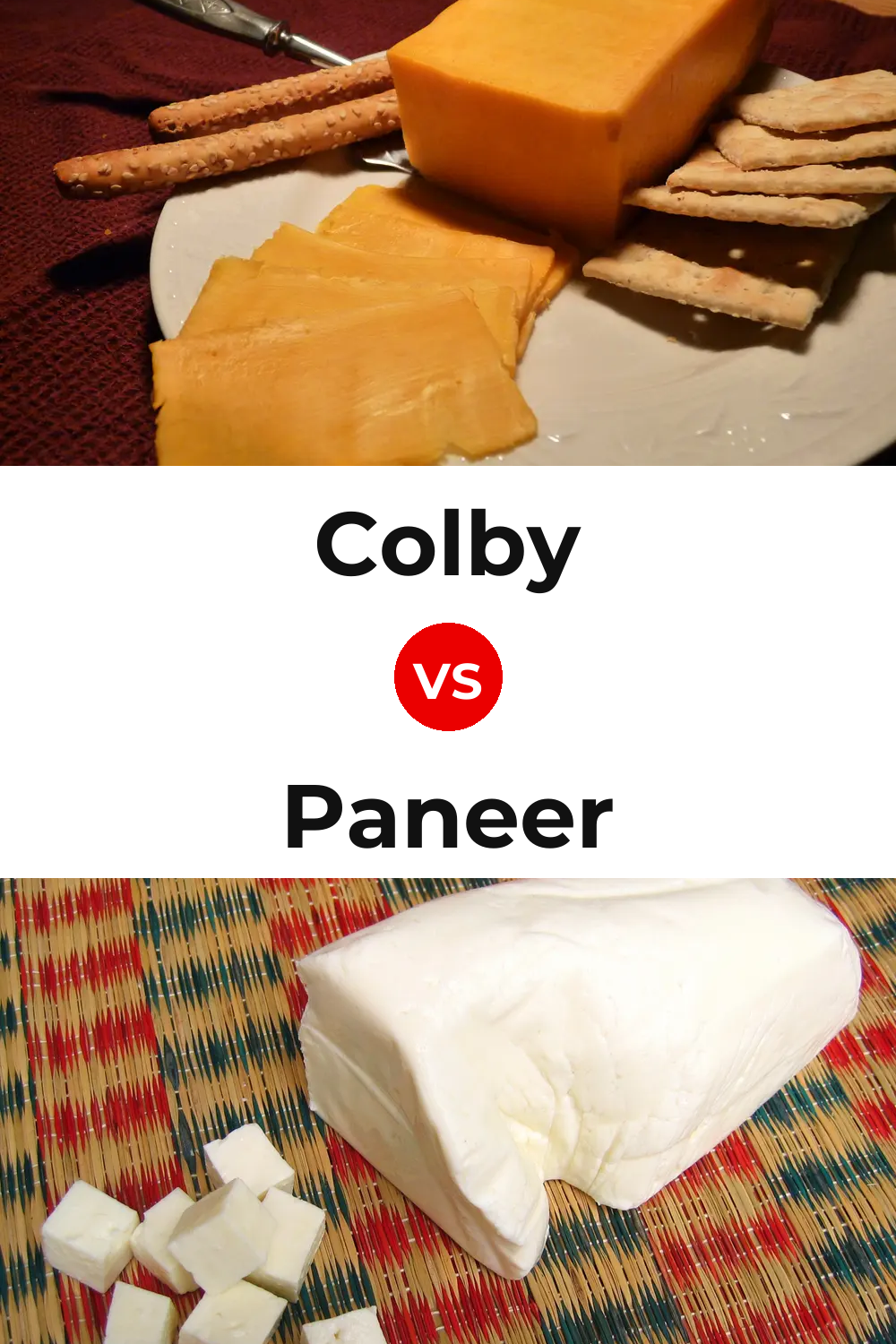 Colby Cheese vs Paneer Cheese Pinterest comparison