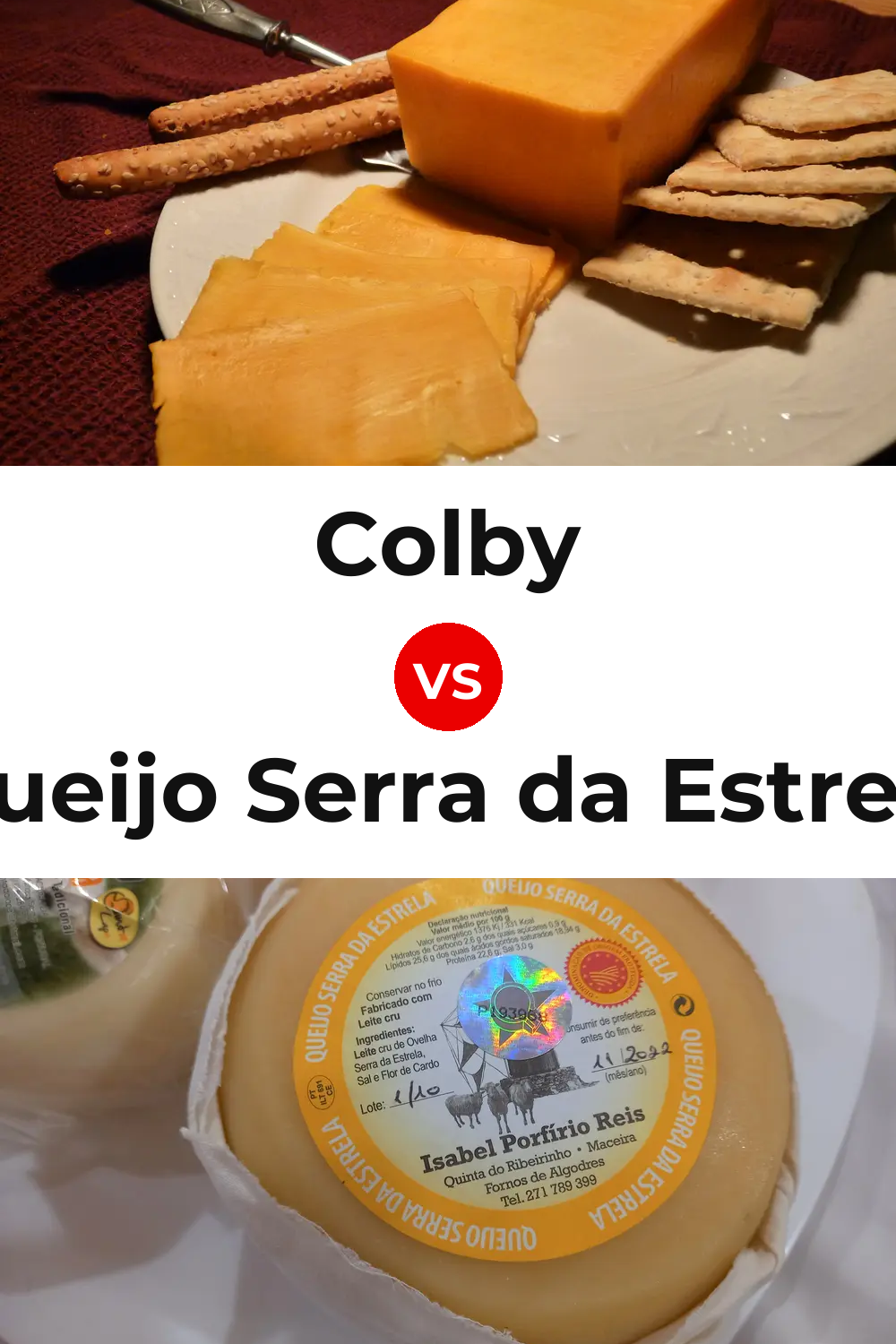 Colby Cheese vs Queijo Serra da Estrela Pinterest comparison