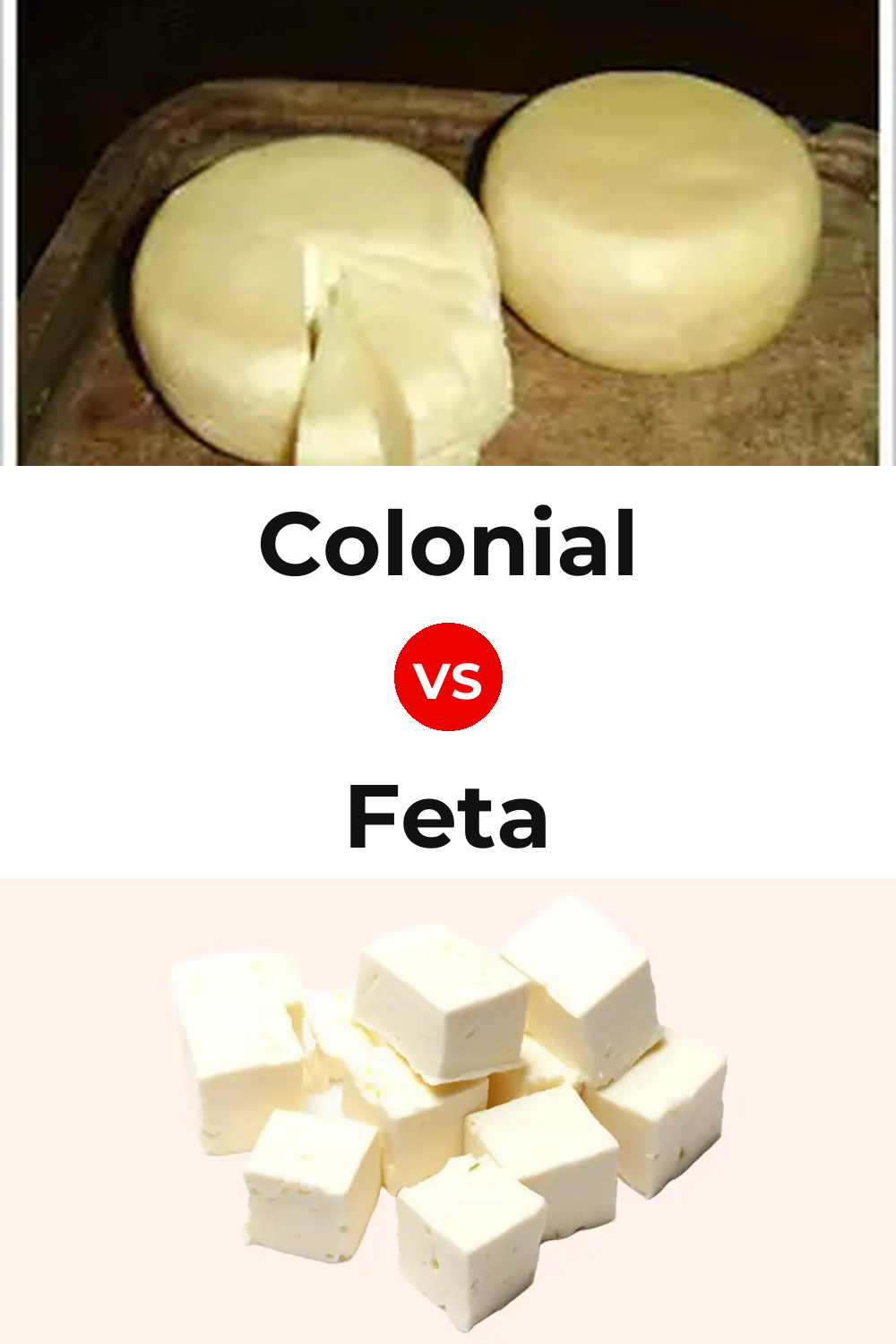 Colonial Cheese vs Feta Cheese Pinterest comparison