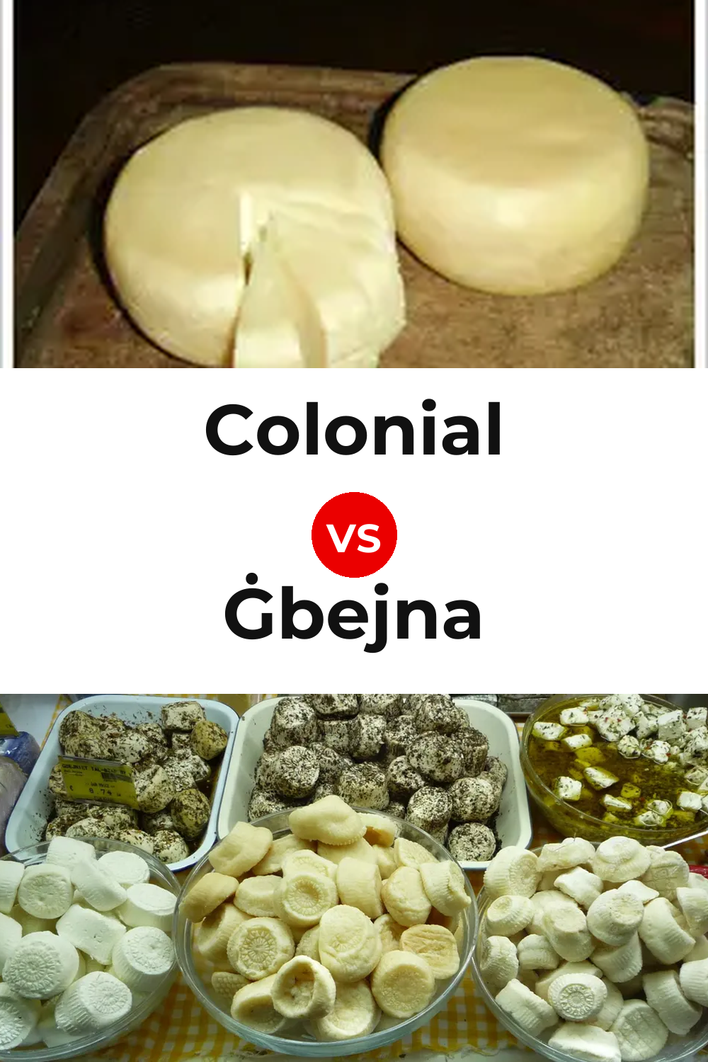 Colonial Cheese vs Ġbejna Cheese Pinterest comparison