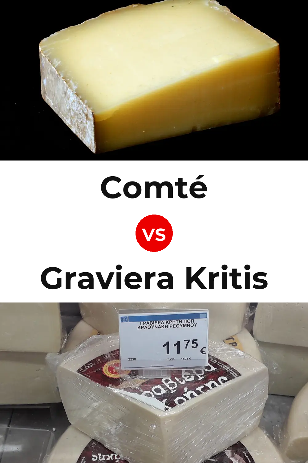 Comté Cheese vs Graviera Kritis Cheese Pinterest comparison