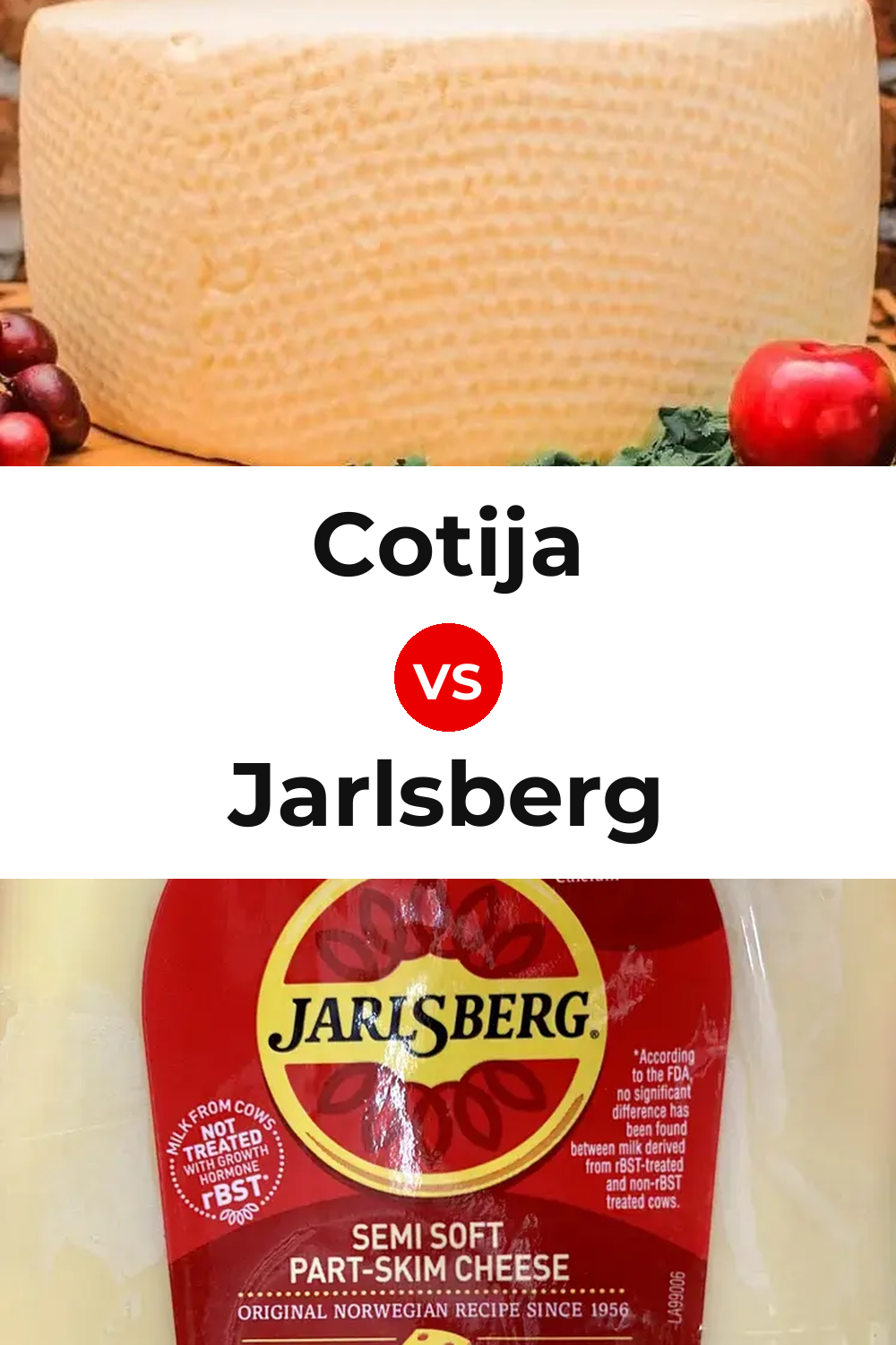 Cotija Cheese vs Jarlsberg Cheese Pinterest comparison