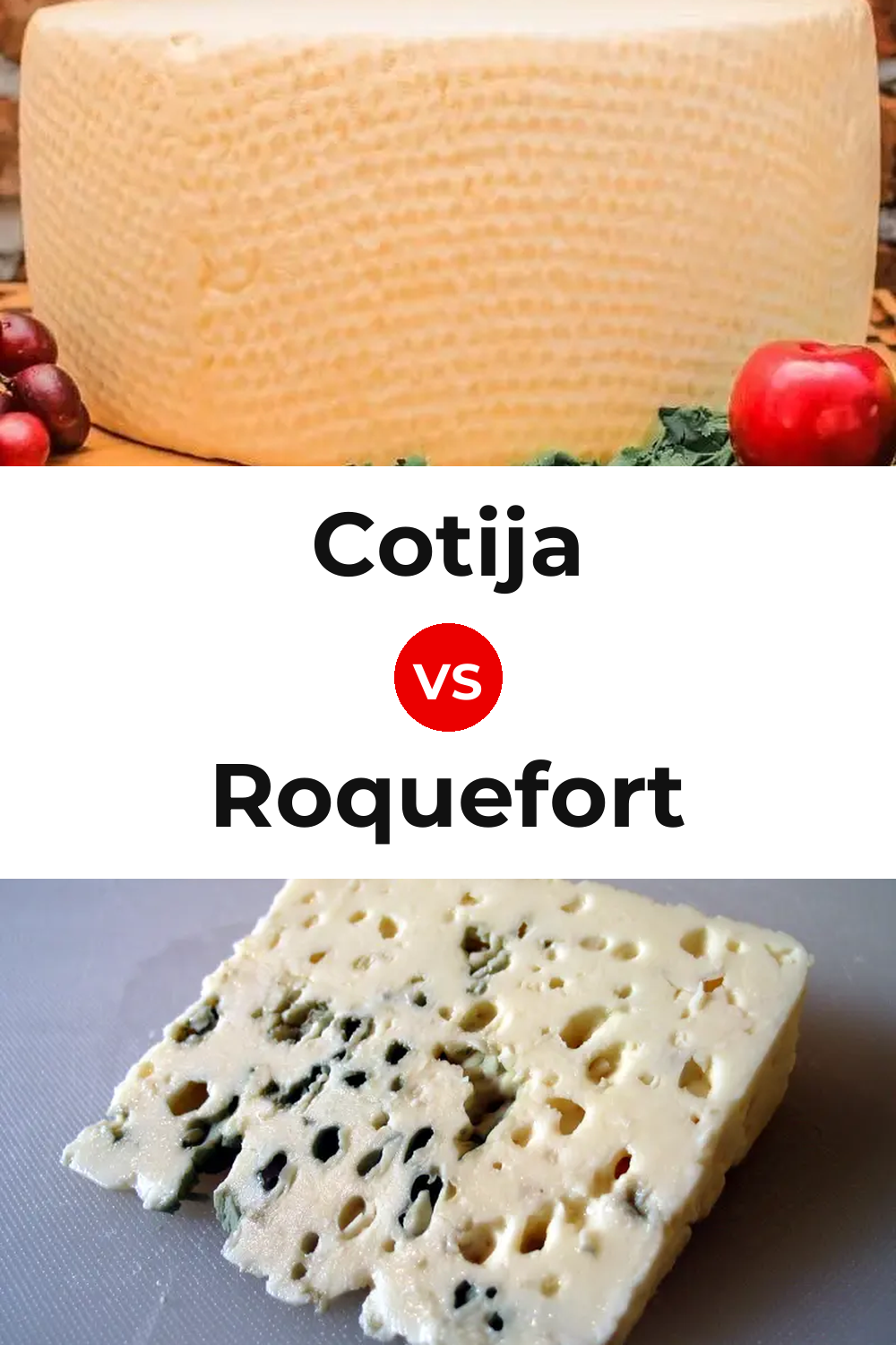 Cotija Cheese vs Roquefort Cheese Pinterest comparison