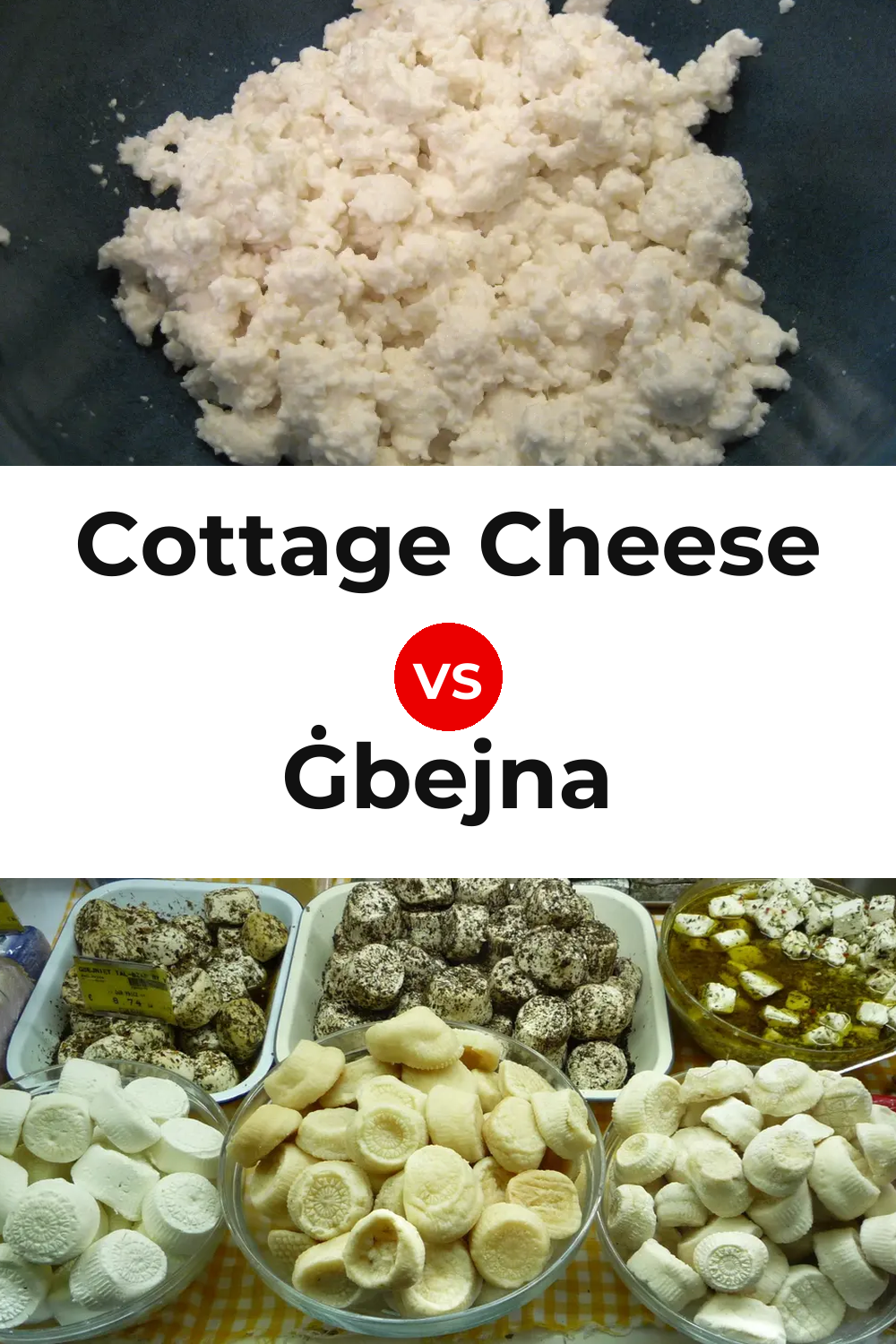 Cottage Cheese vs Ġbejna Cheese Pinterest comparison
