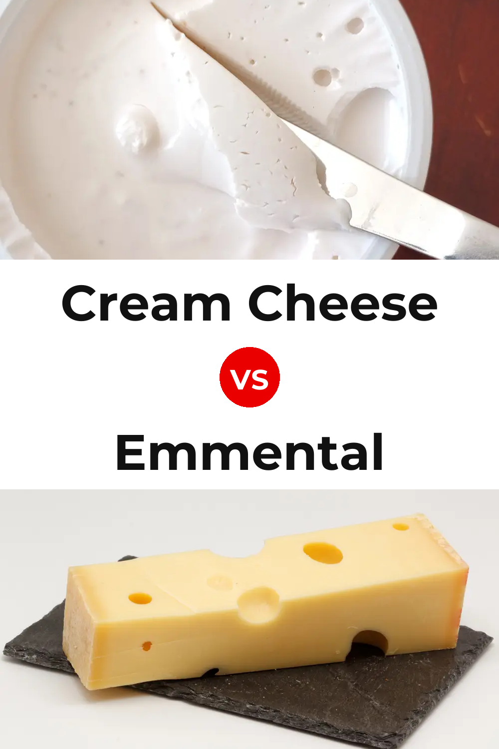 Cream Cheese vs Emmental Cheese Pinterest comparison