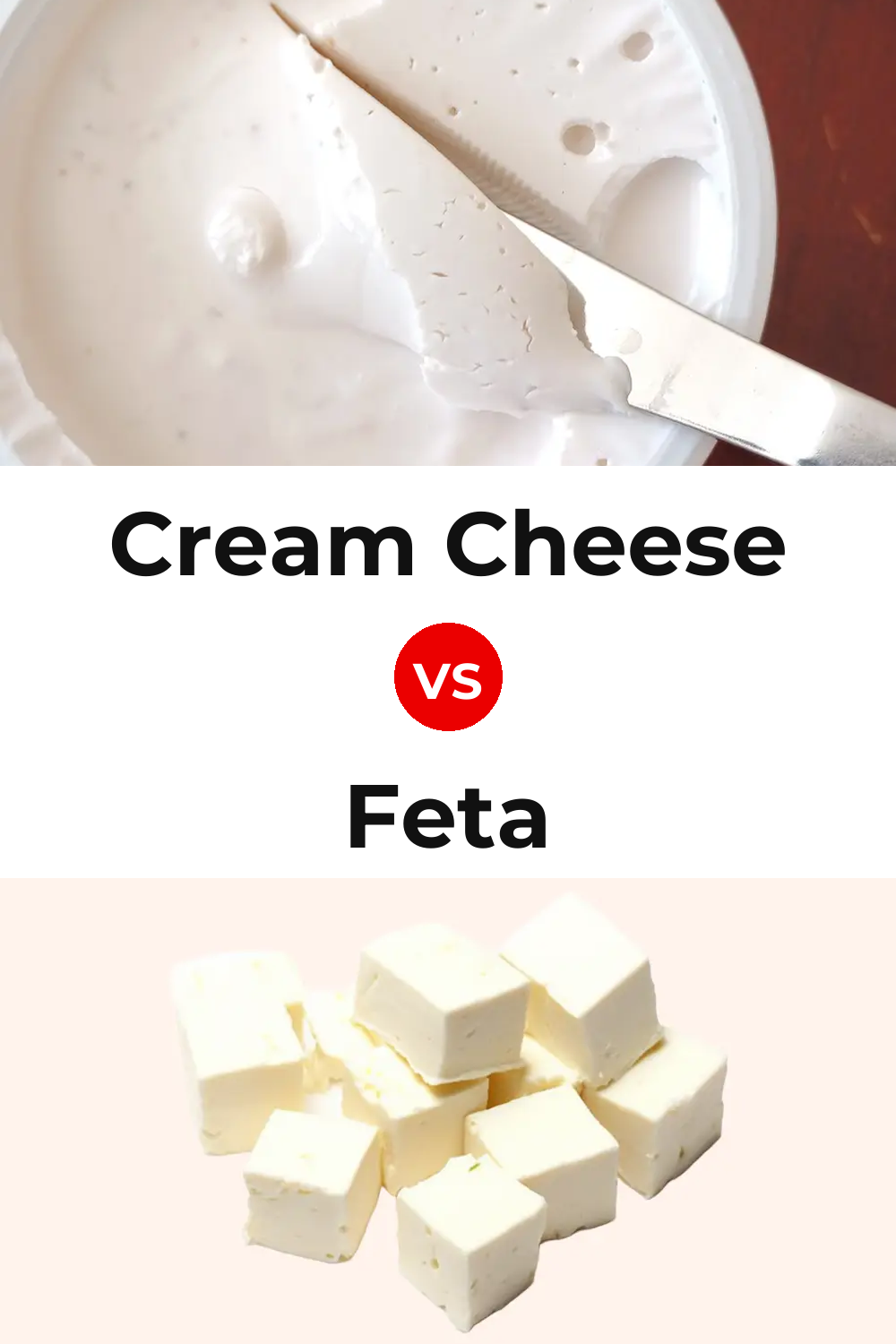 Cream Cheese vs Feta Cheese Pinterest comparison