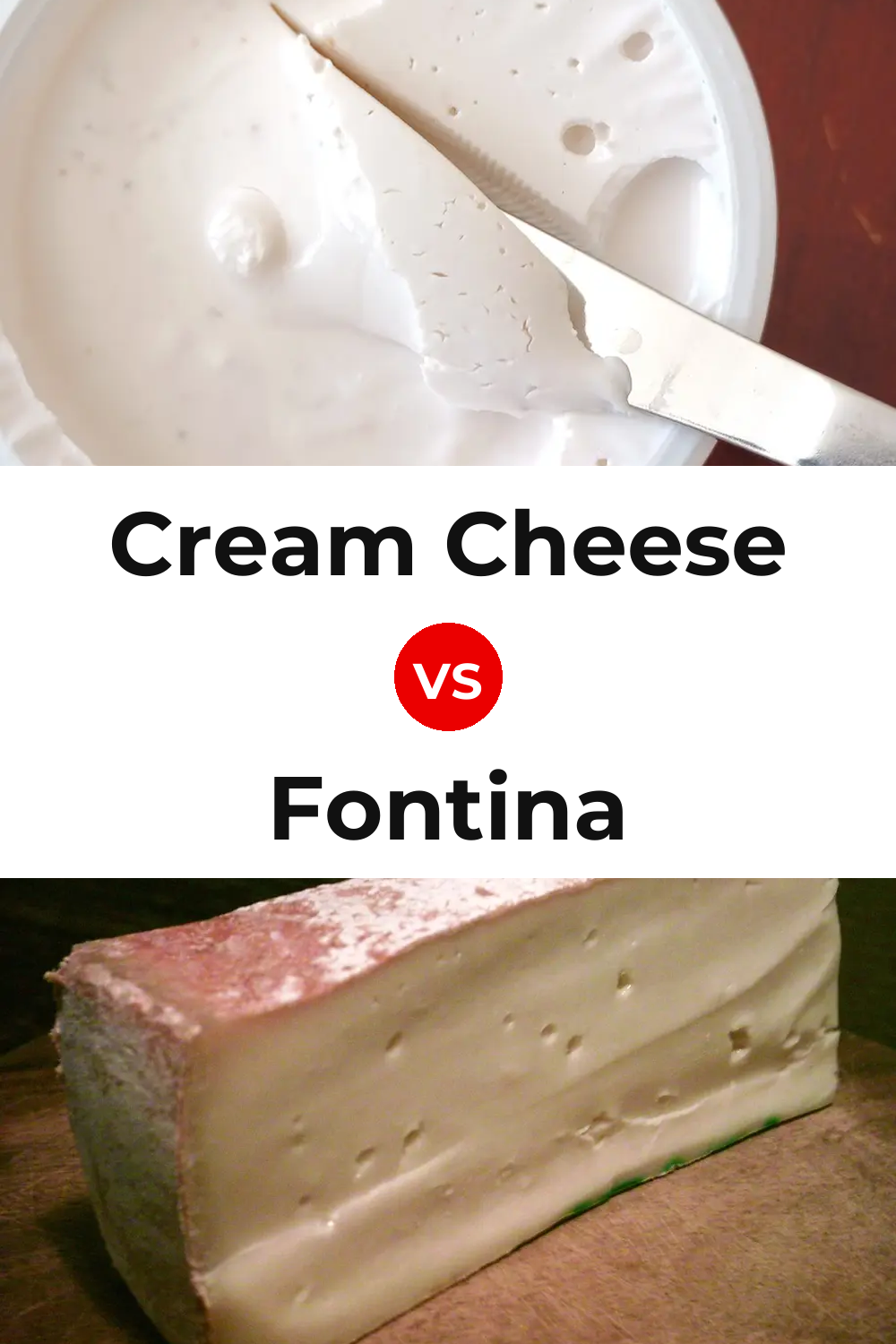 Cream Cheese vs Fontina Cheese Pinterest comparison
