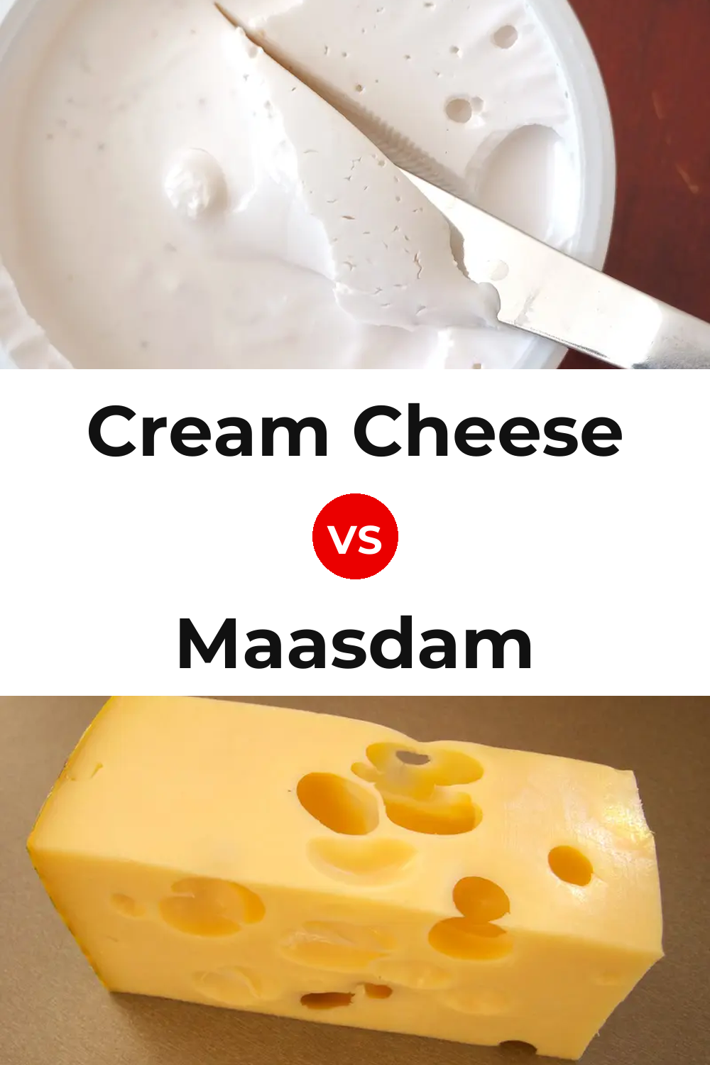 Cream Cheese vs Maasdam Cheese Pinterest comparison