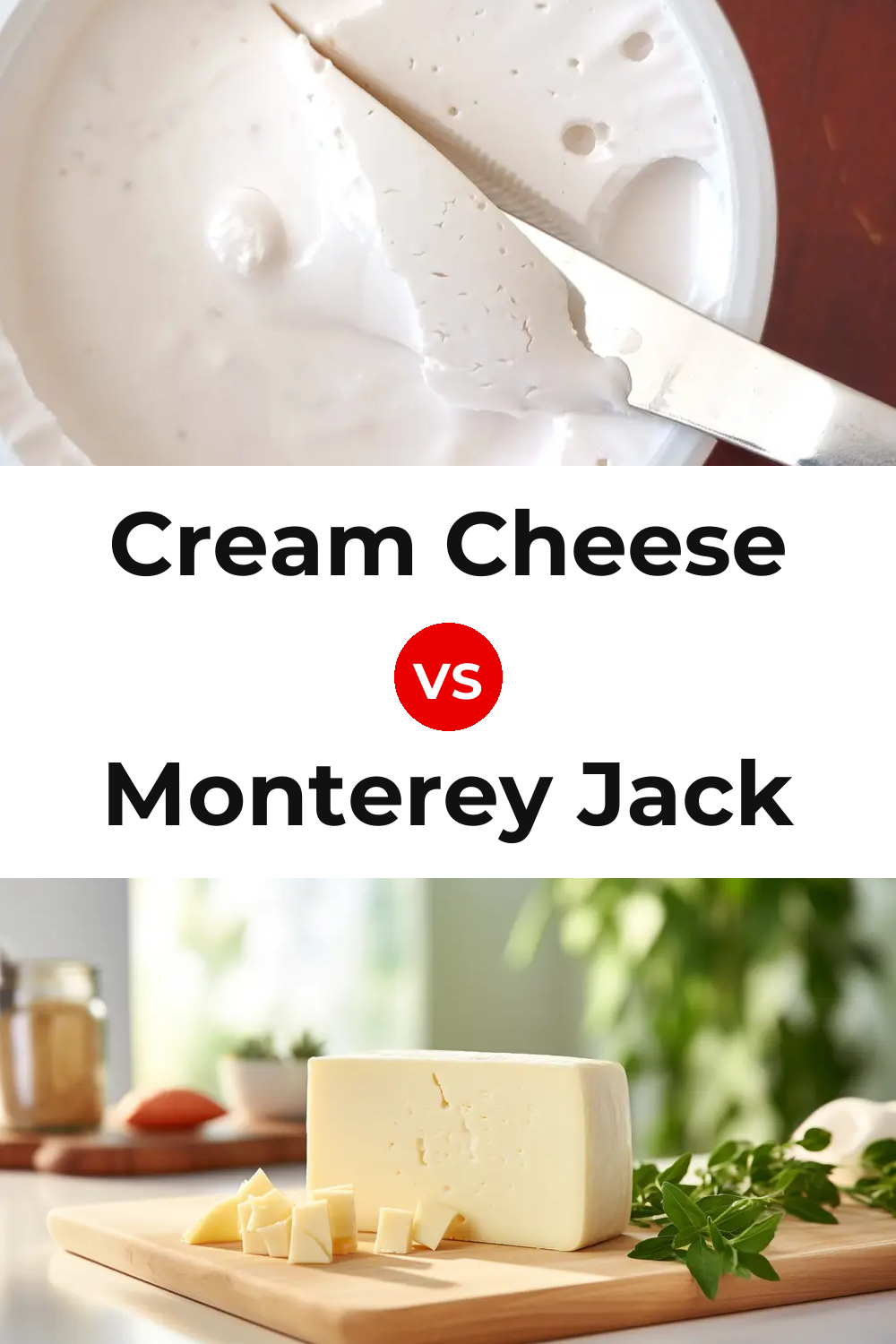 Cream Cheese vs Monterey Jack Cheese Pinterest comparison