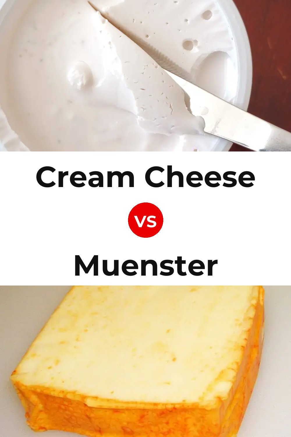 Cream Cheese vs Muenster Cheese Pinterest comparison