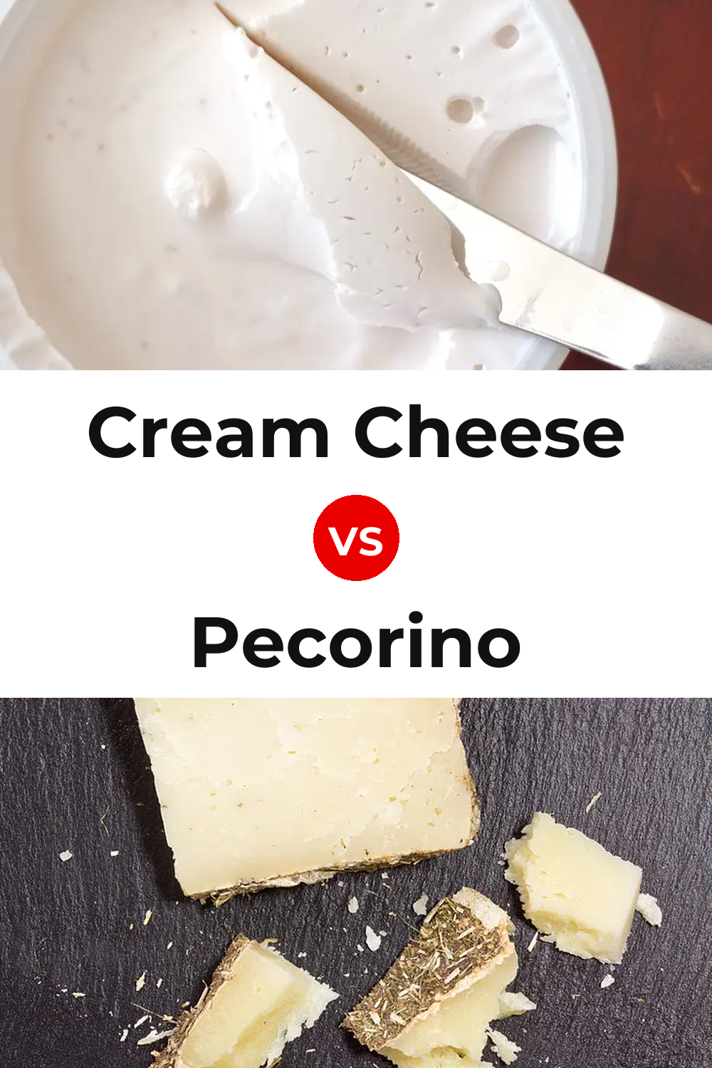 Cream Cheese vs Pecorino Cheese Pinterest comparison