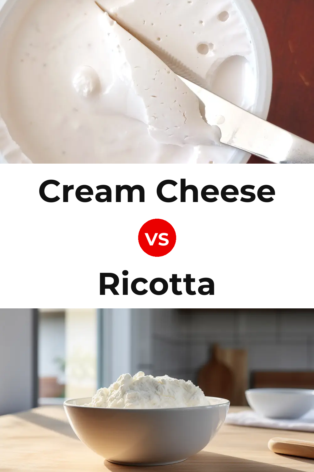 Cream Cheese vs Ricotta Cheese Pinterest comparison