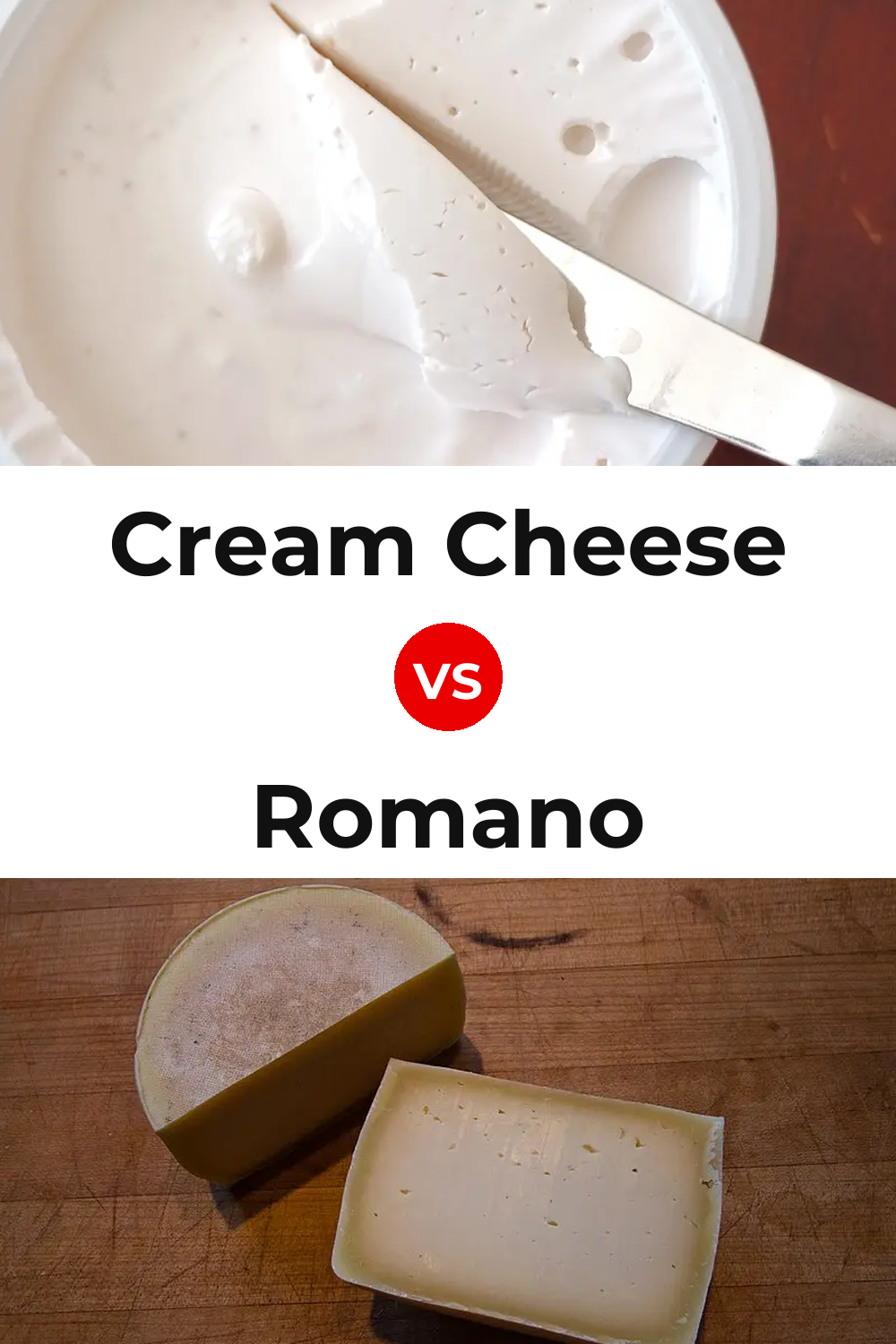 Cream Cheese vs Romano Cheese Pinterest comparison